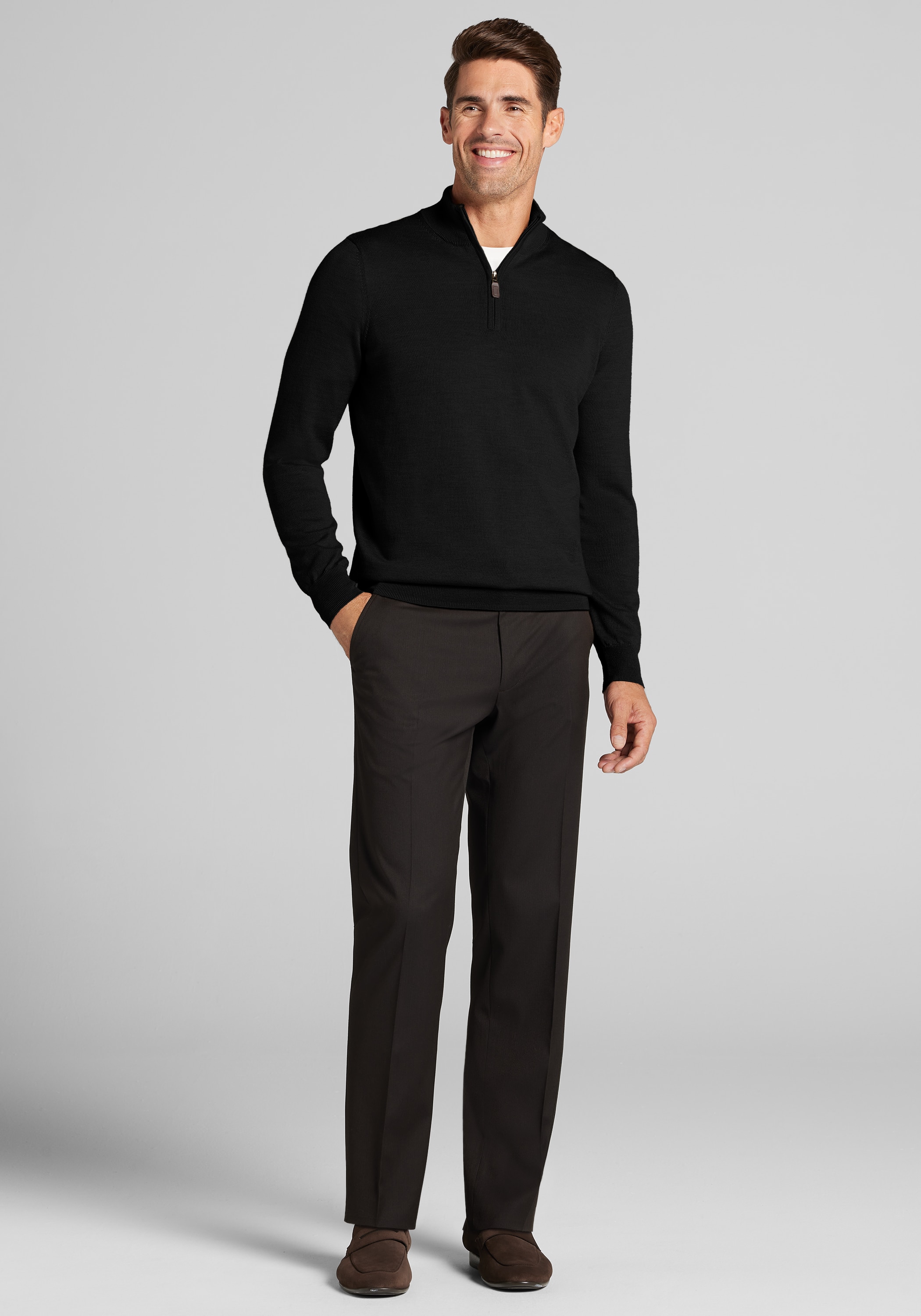 Traveler® Collection Tailored Fit Merino Wool Blend 1/4-Zip Sweater