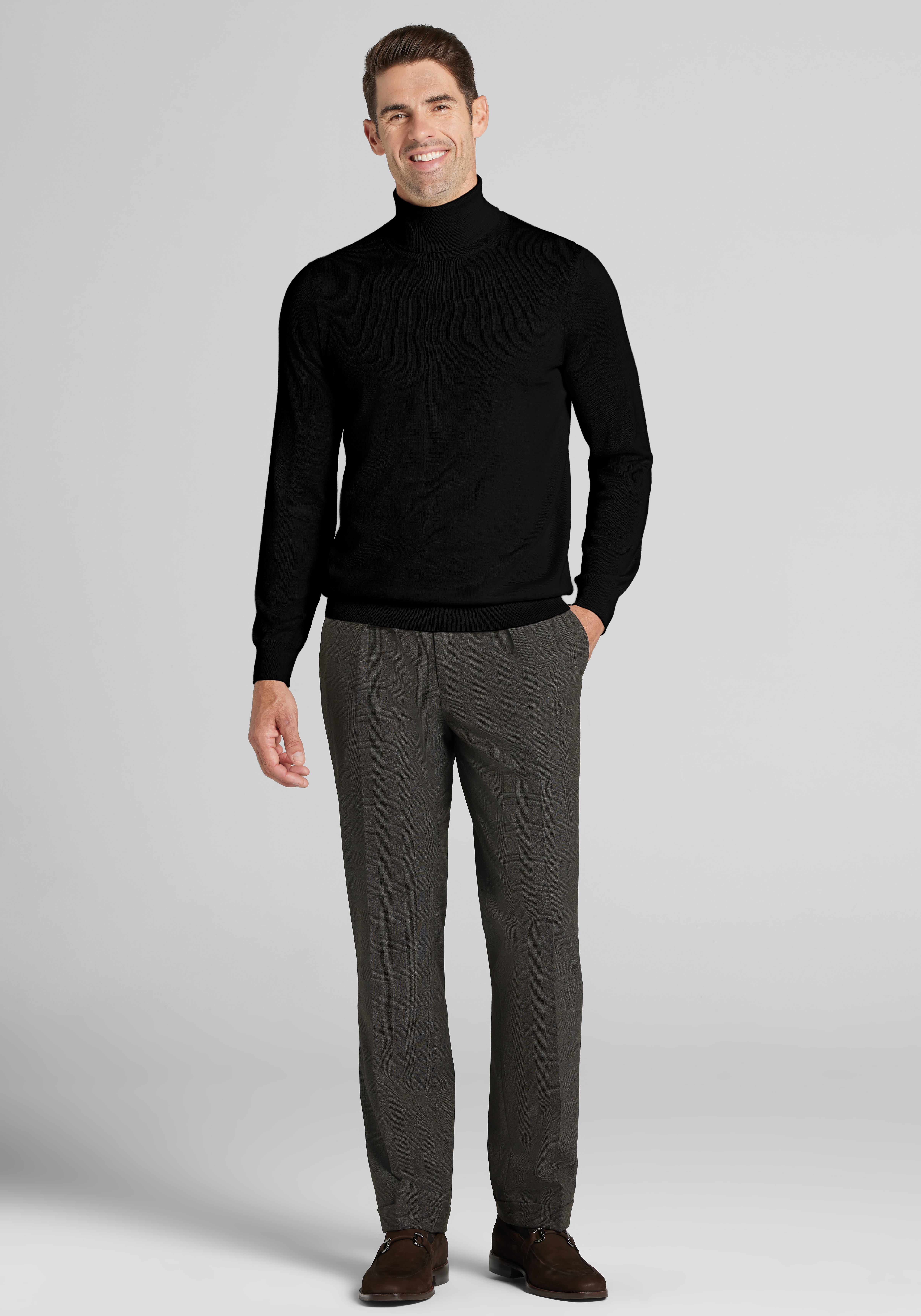 Traveler® Traveler Collection Tailored Fit Merino Wool Blend Turtleneck Sweater