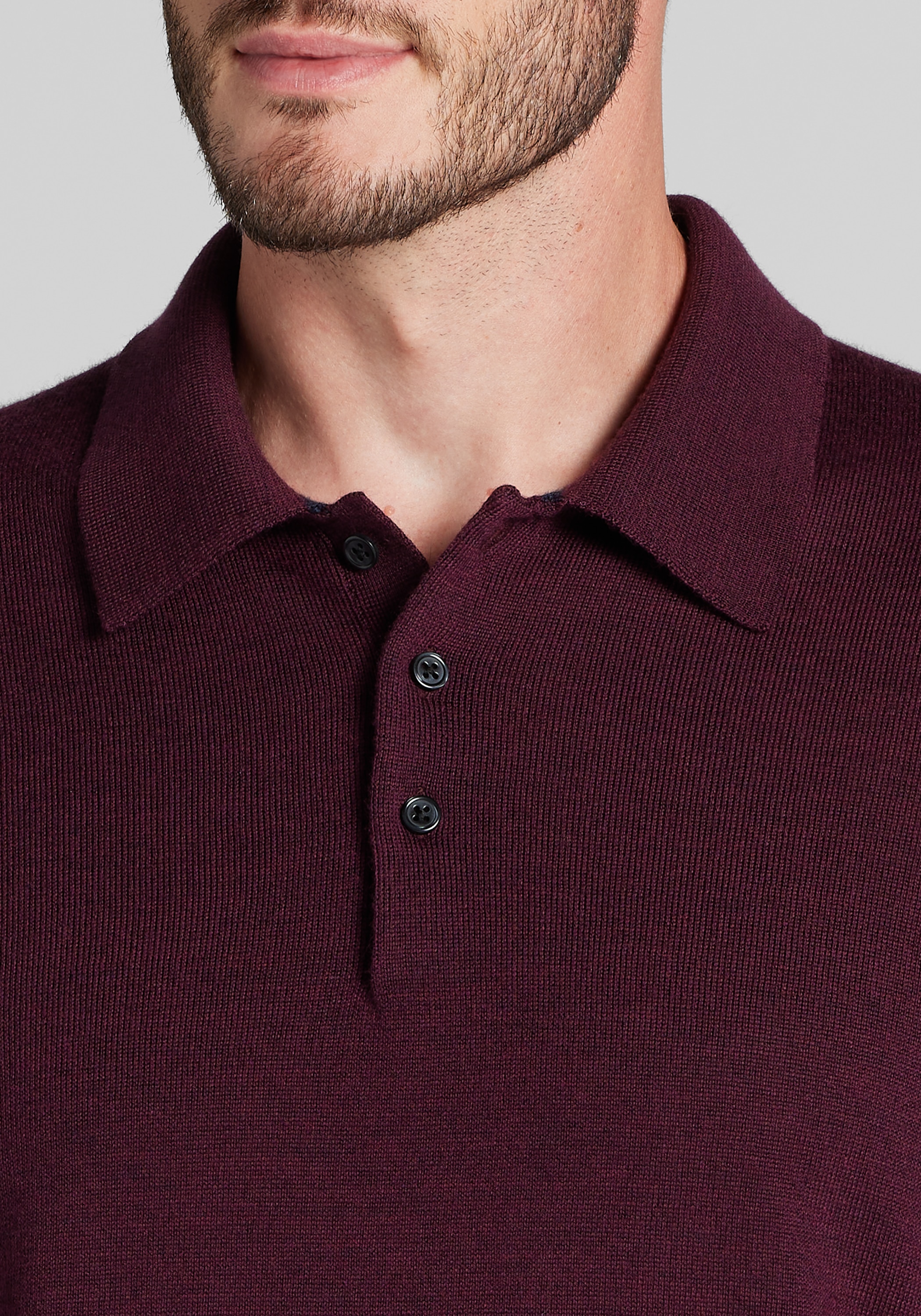Traveler® Collection Tailored Fit Merino Wool Blend Polo Sweater