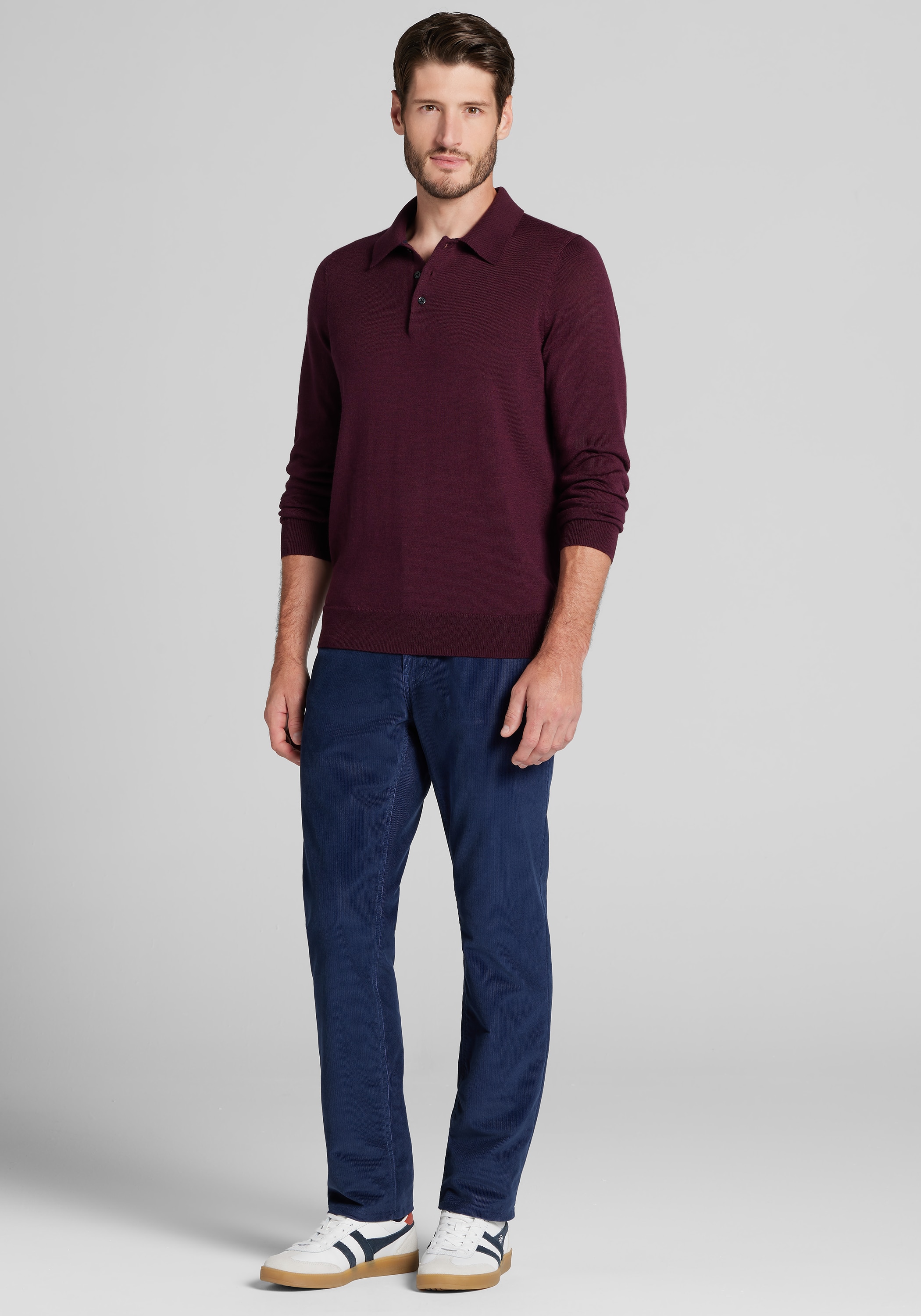 Traveler® Collection Tailored Fit Merino Wool Blend Polo Sweater