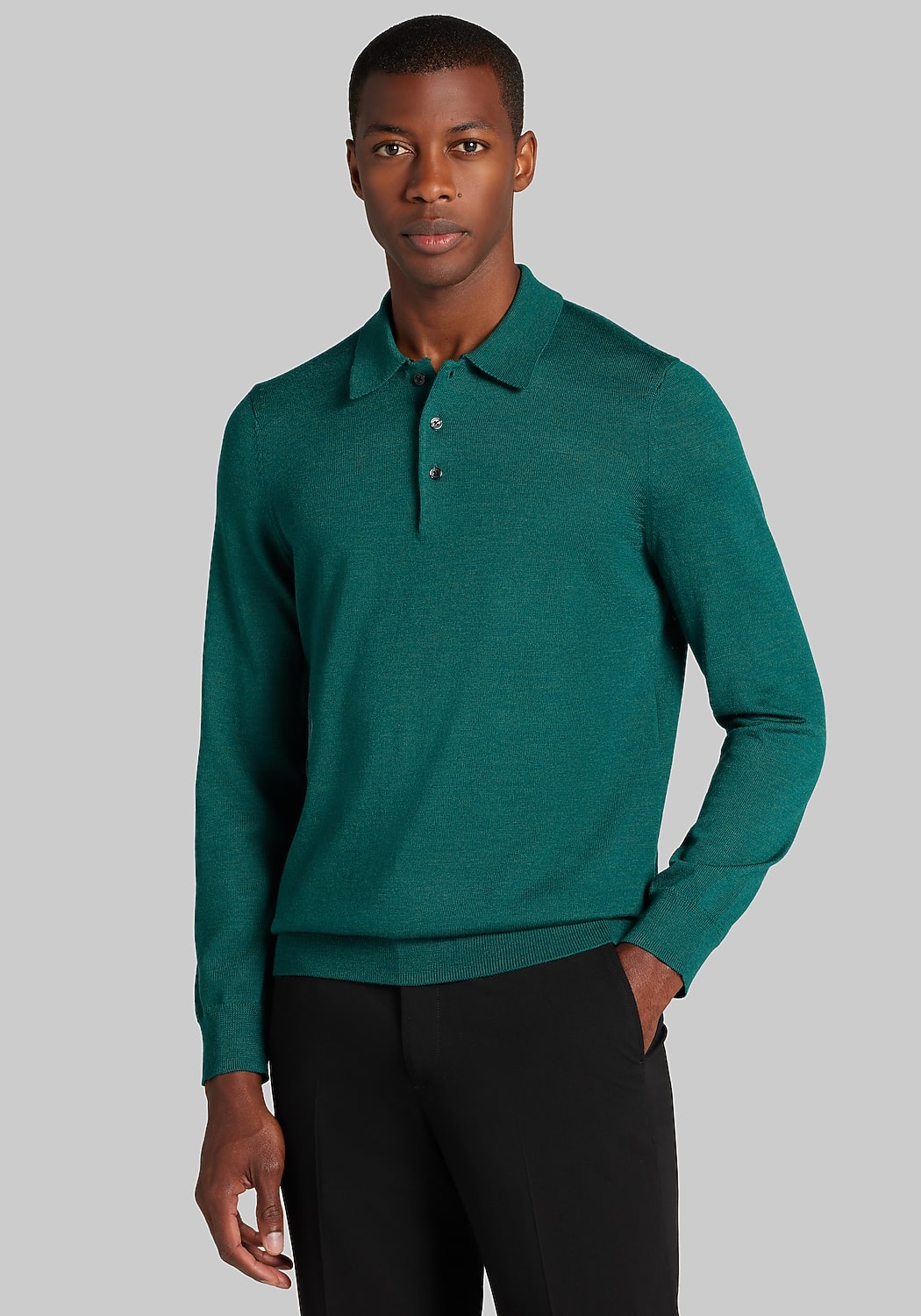 Traveler® Collection Tailored Fit Merino Wool Blend Polo Sweater