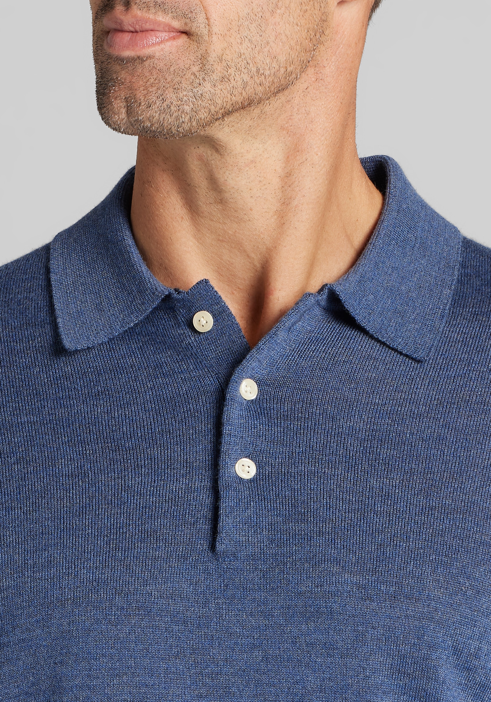 Traveler® Collection Tailored Fit Merino Wool Blend Long Sleeve Polo Sweater