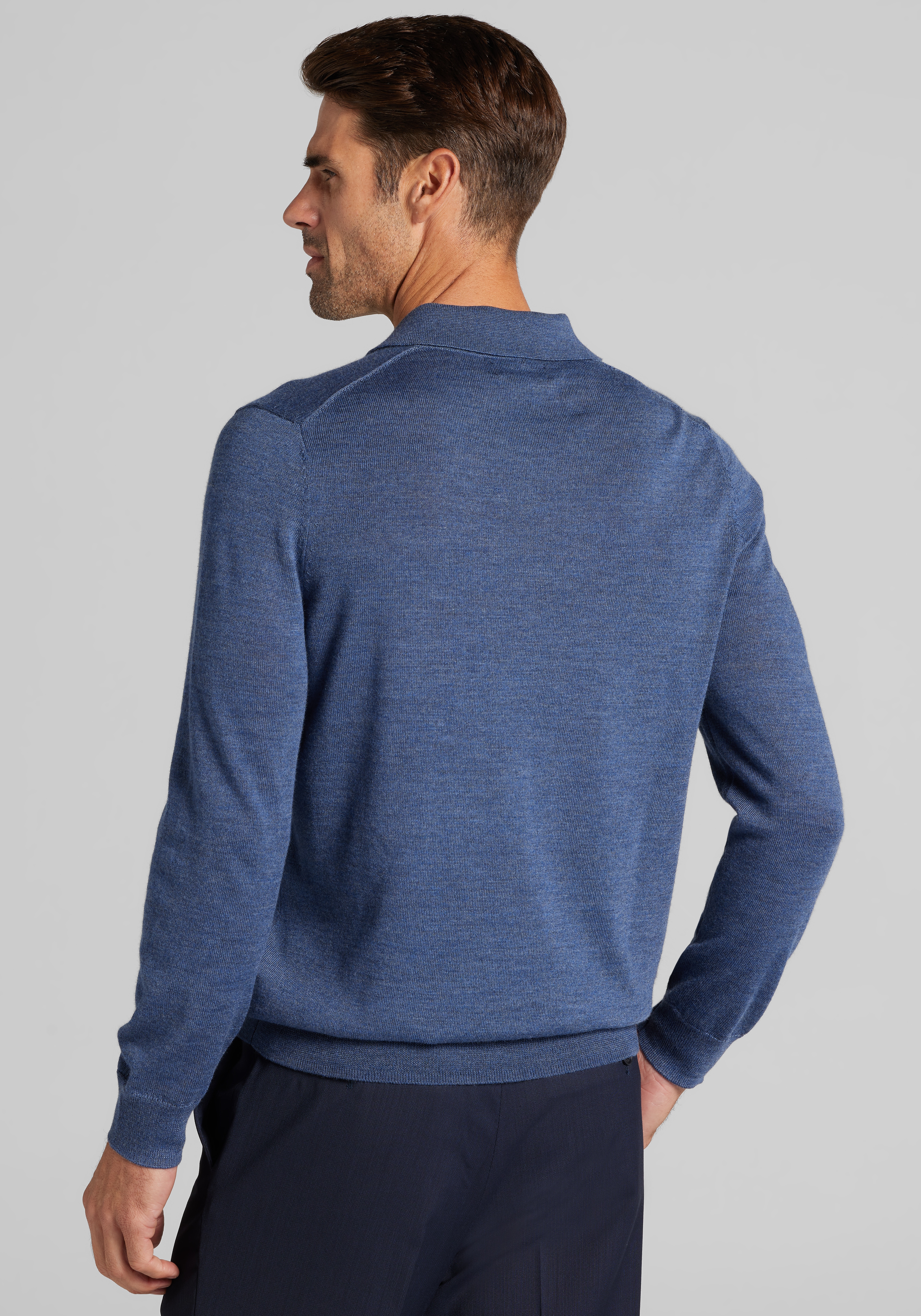 Traveler® Collection Tailored Fit Merino Wool Blend Long Sleeve Polo Sweater