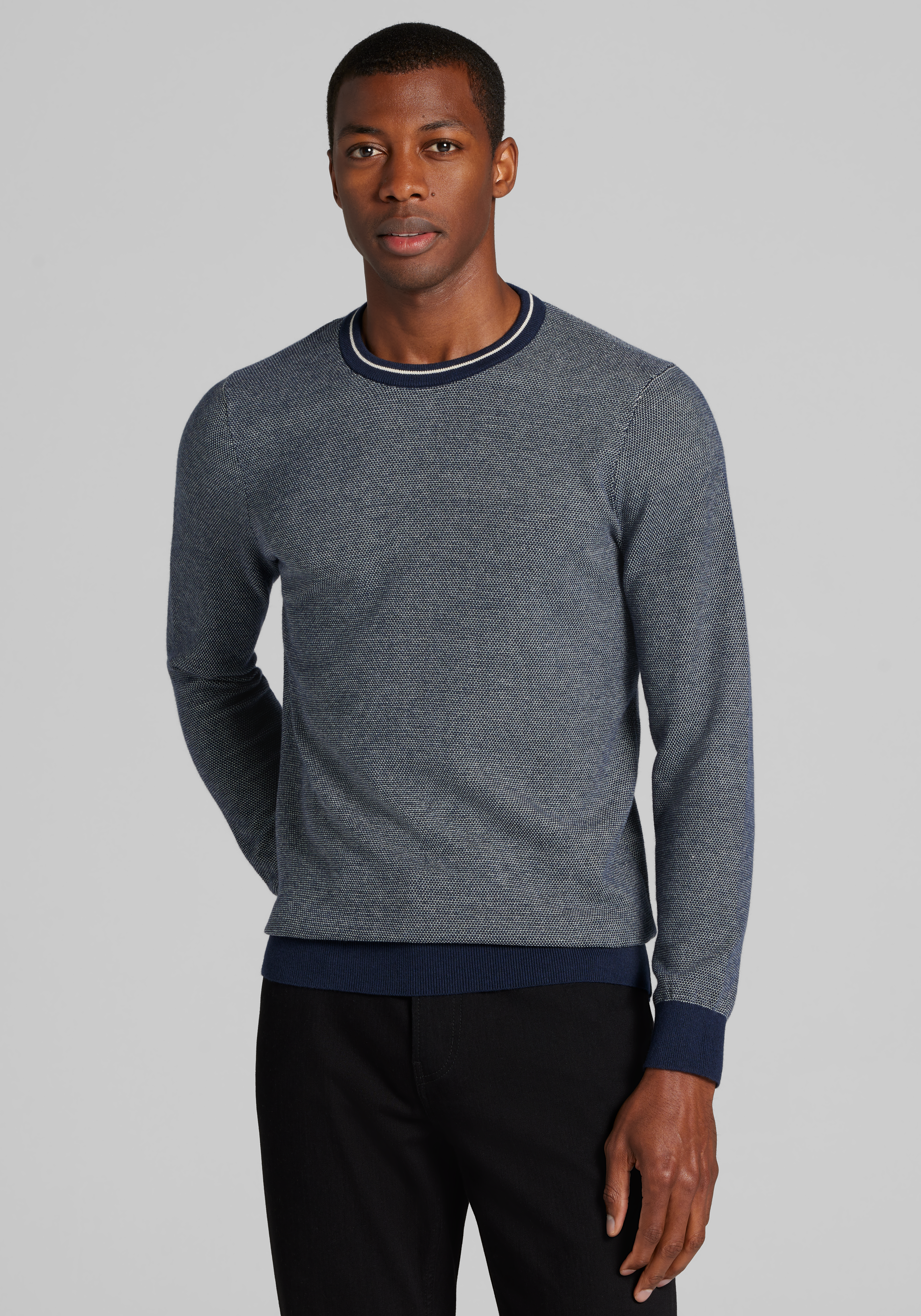 Men's Sweaters, Jos. A. Bank Tailored Fit Honeycomb Crew Neck Sweater - Jos A Bank