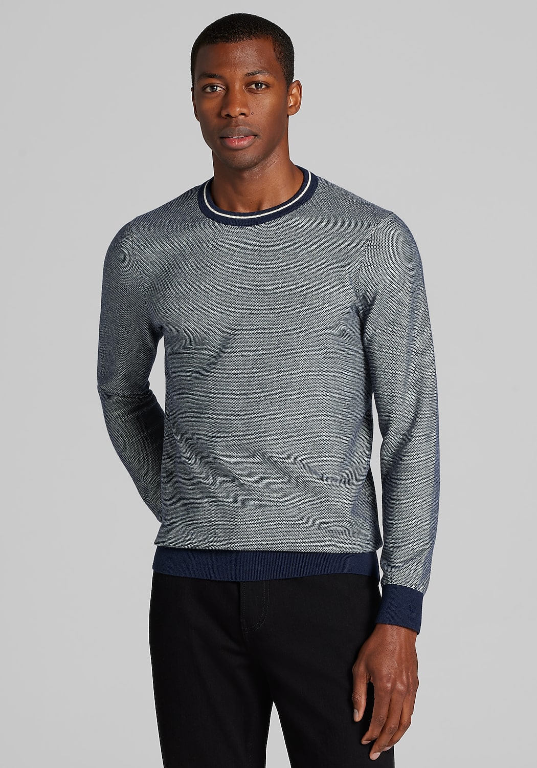 Jos. A. Bank Tailored Fit Honeycomb Crew Neck Sweater - Big & Tall