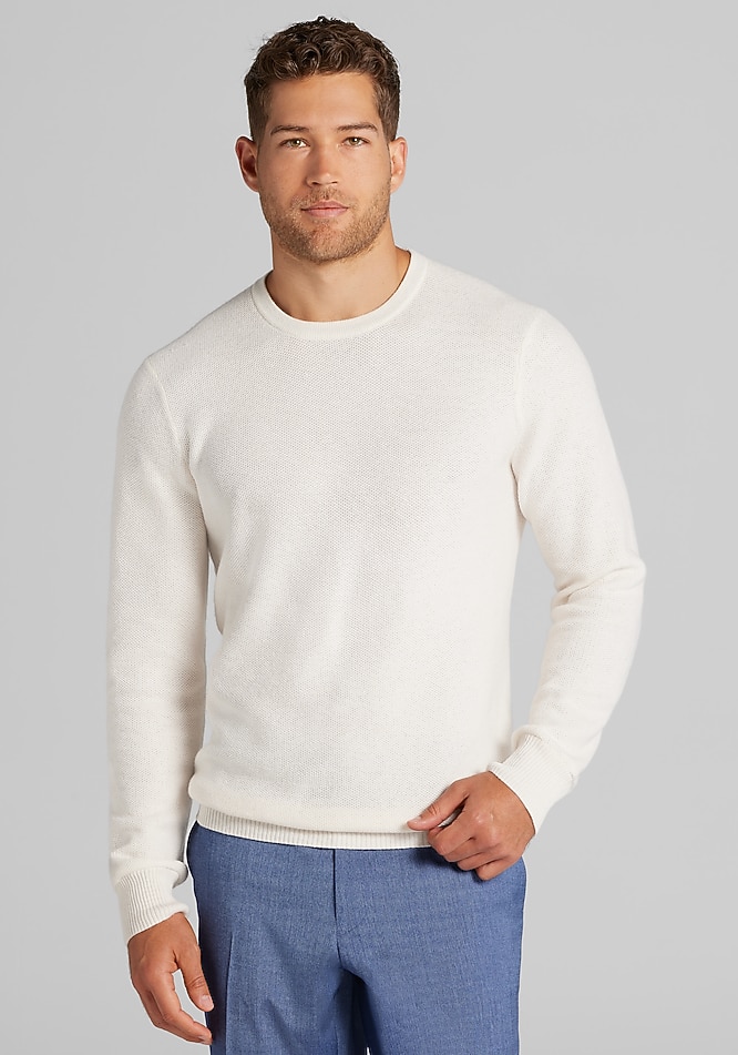 Jos. A. Bank Tailored Fit Honeycomb Crew Neck Sweater CLEARANCE