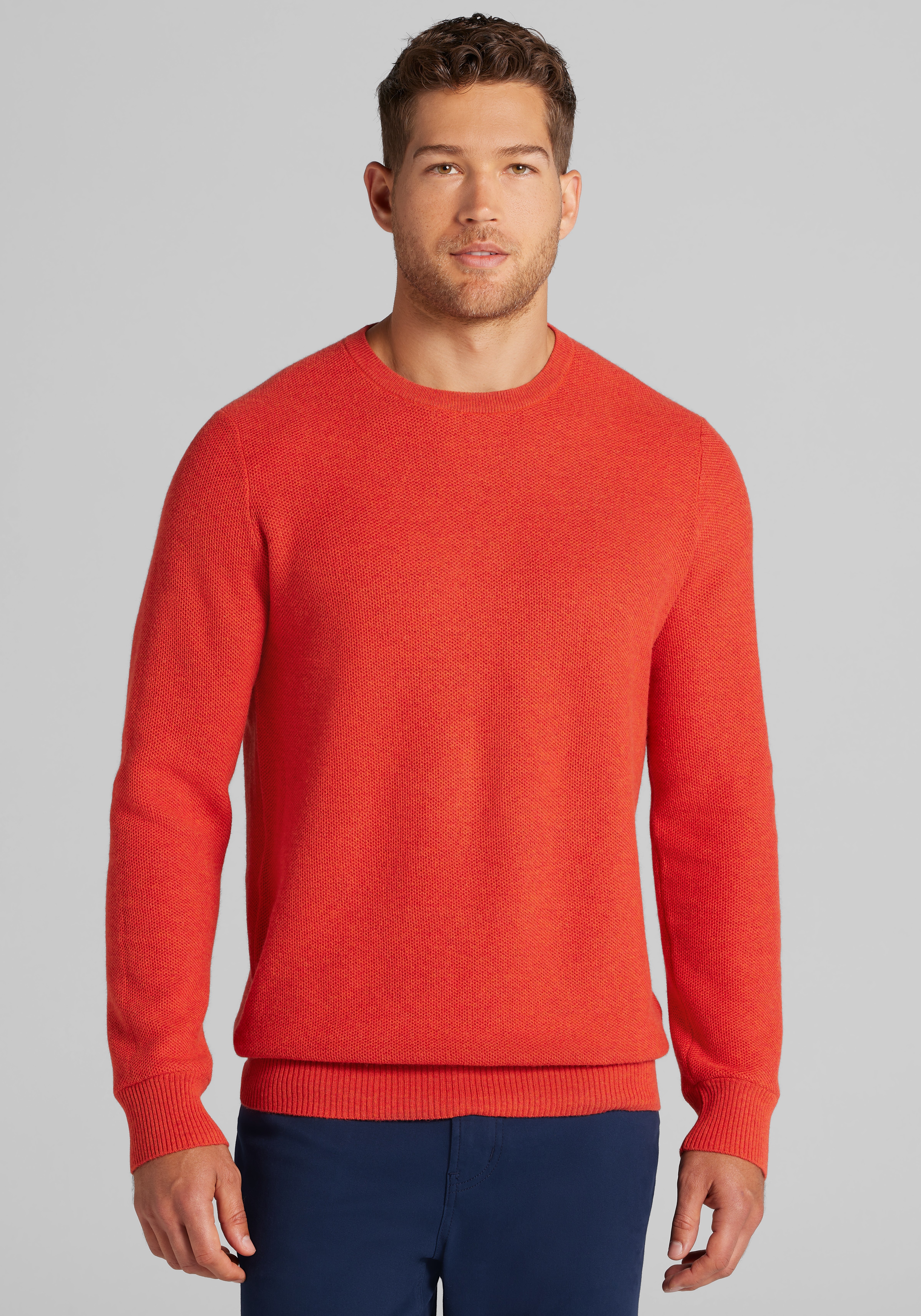 Men's FLYOUT_CATEGORY, Jos. A. Bank Tailored Fit Honeycomb Crew Neck Sweater - Big & Tall - Jos A Bank