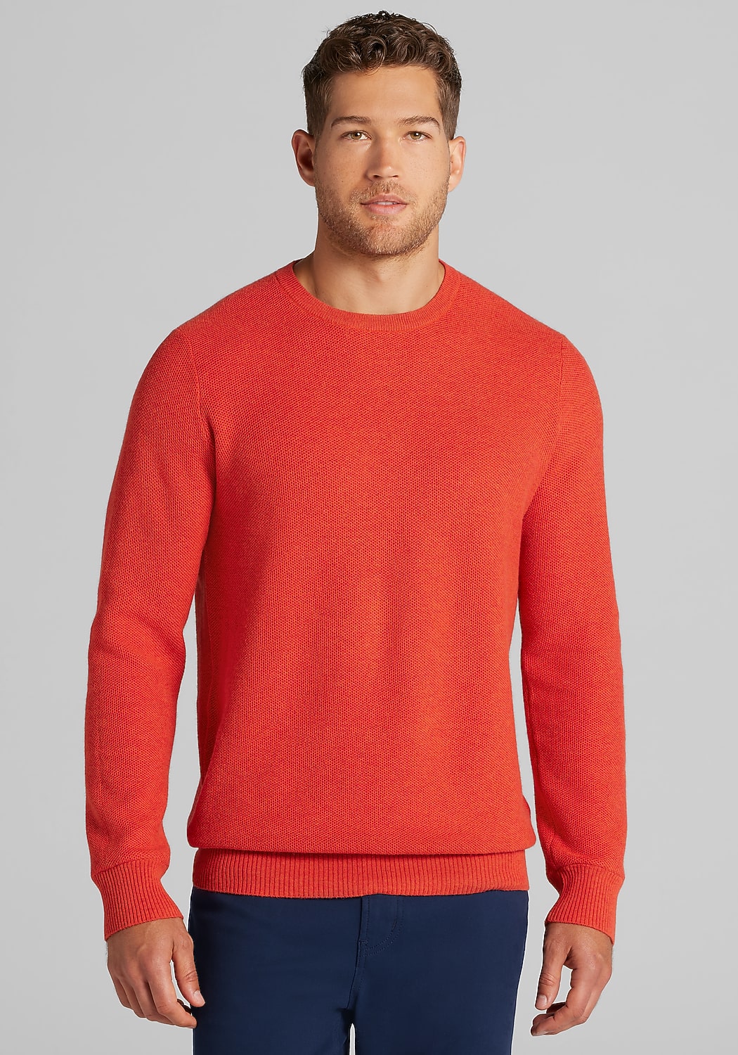 Jos. A. Bank Tailored Fit Honeycomb Crew Neck Sweater - Big & Tall