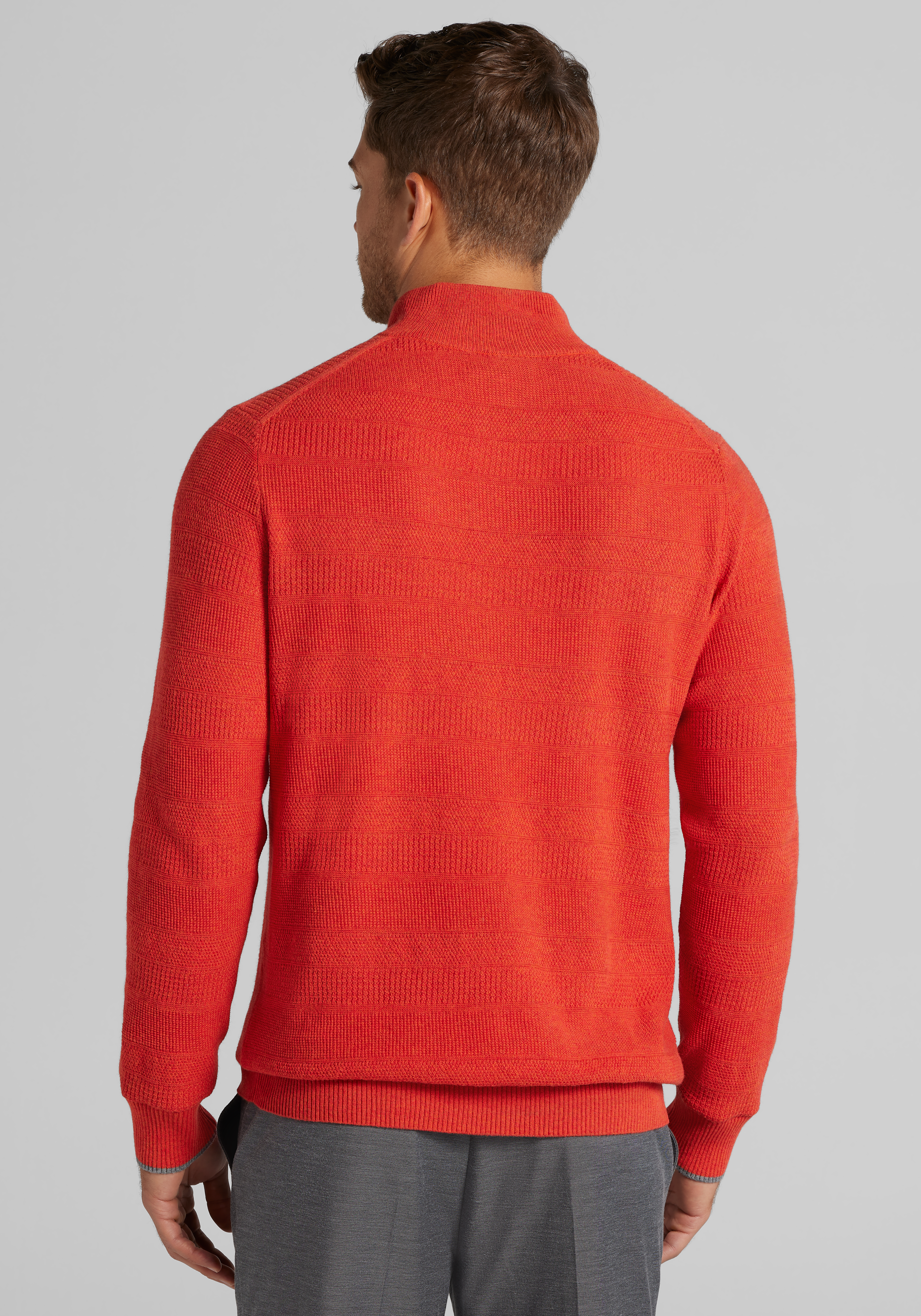 Jos. A. Bank Tailored Fit Textured Stripe 1/4 Zip Sweater - Big & Tall CLEARANCE