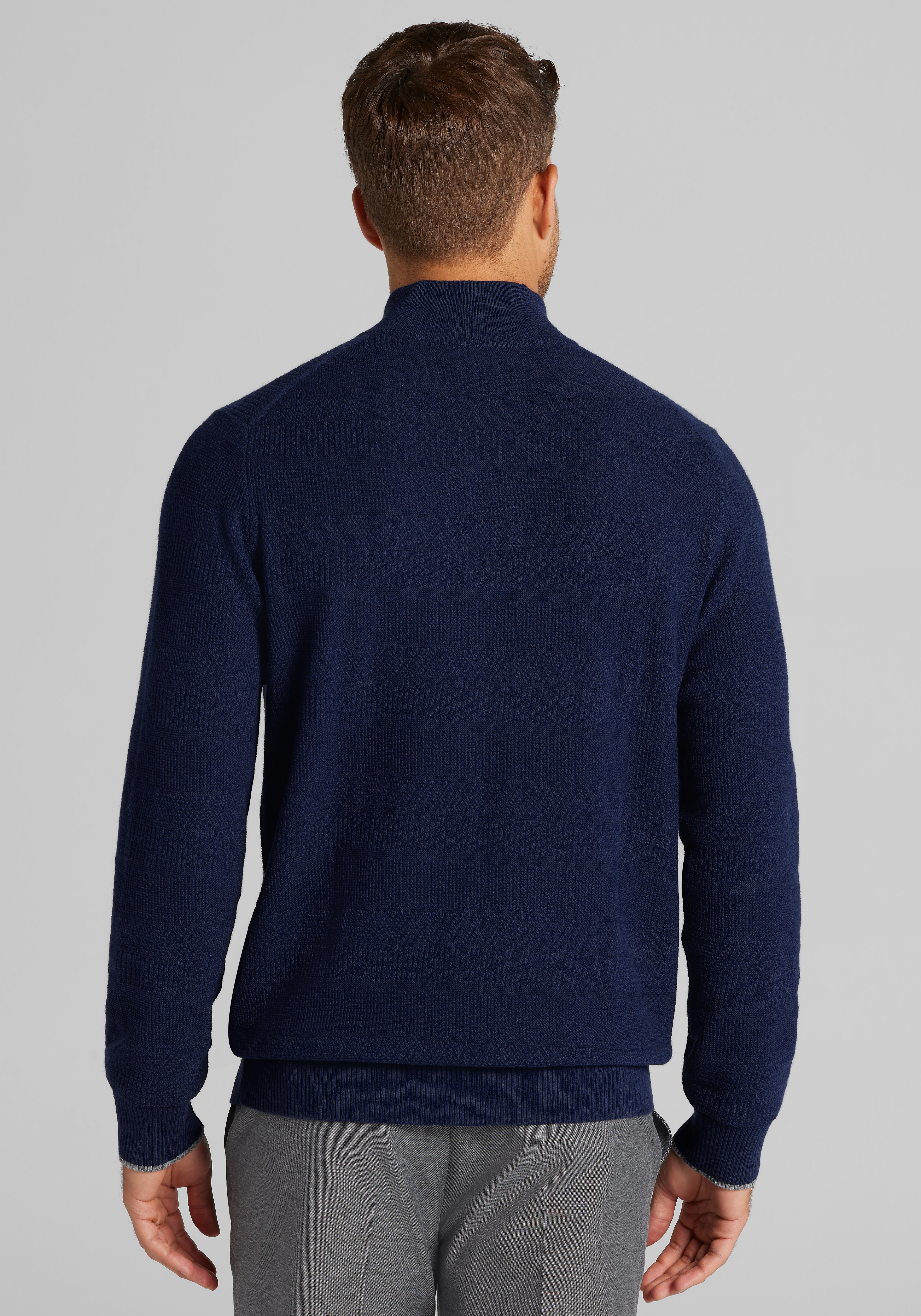 Jos. A. Bank Tailored Fit Textured Stripe 1/4 Zip Sweater CLEARANCE
