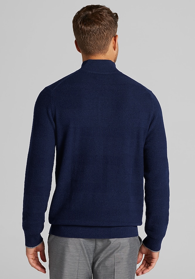 Jos. A. Bank Tailored Fit Textured Stripe 1/4 Zip Sweater - Jos. A