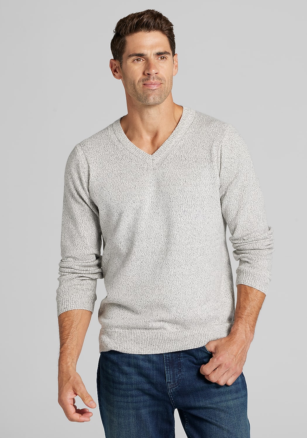 Jos. A. Bank Tailored Fit Jaspe V-Neck Sweater - Big & Tall