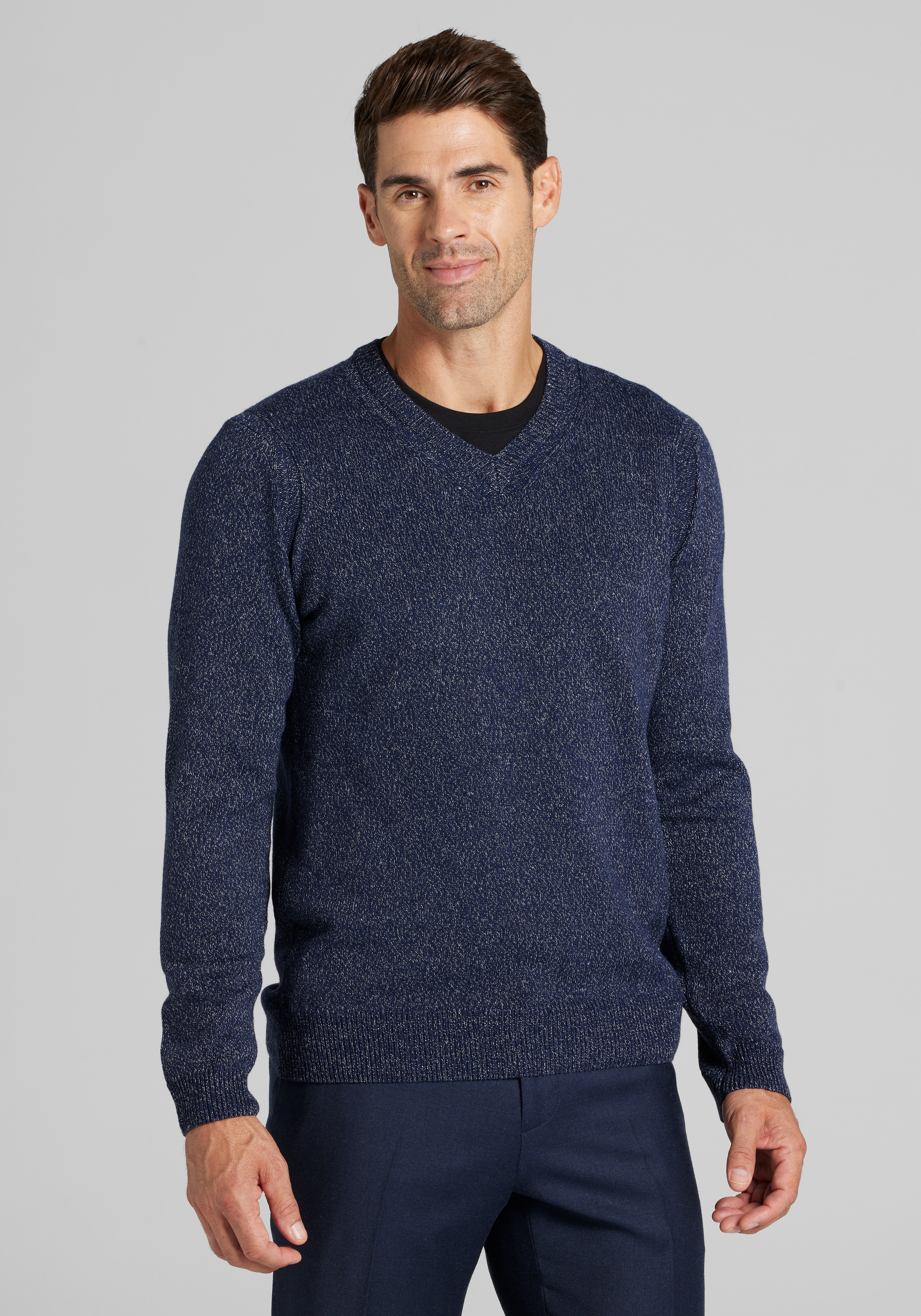 Men's FLYOUT_CATEGORY, Jos. A. Bank Tailored Fit Jaspe V-Neck Sweater - Big & Tall - Jos A Bank
