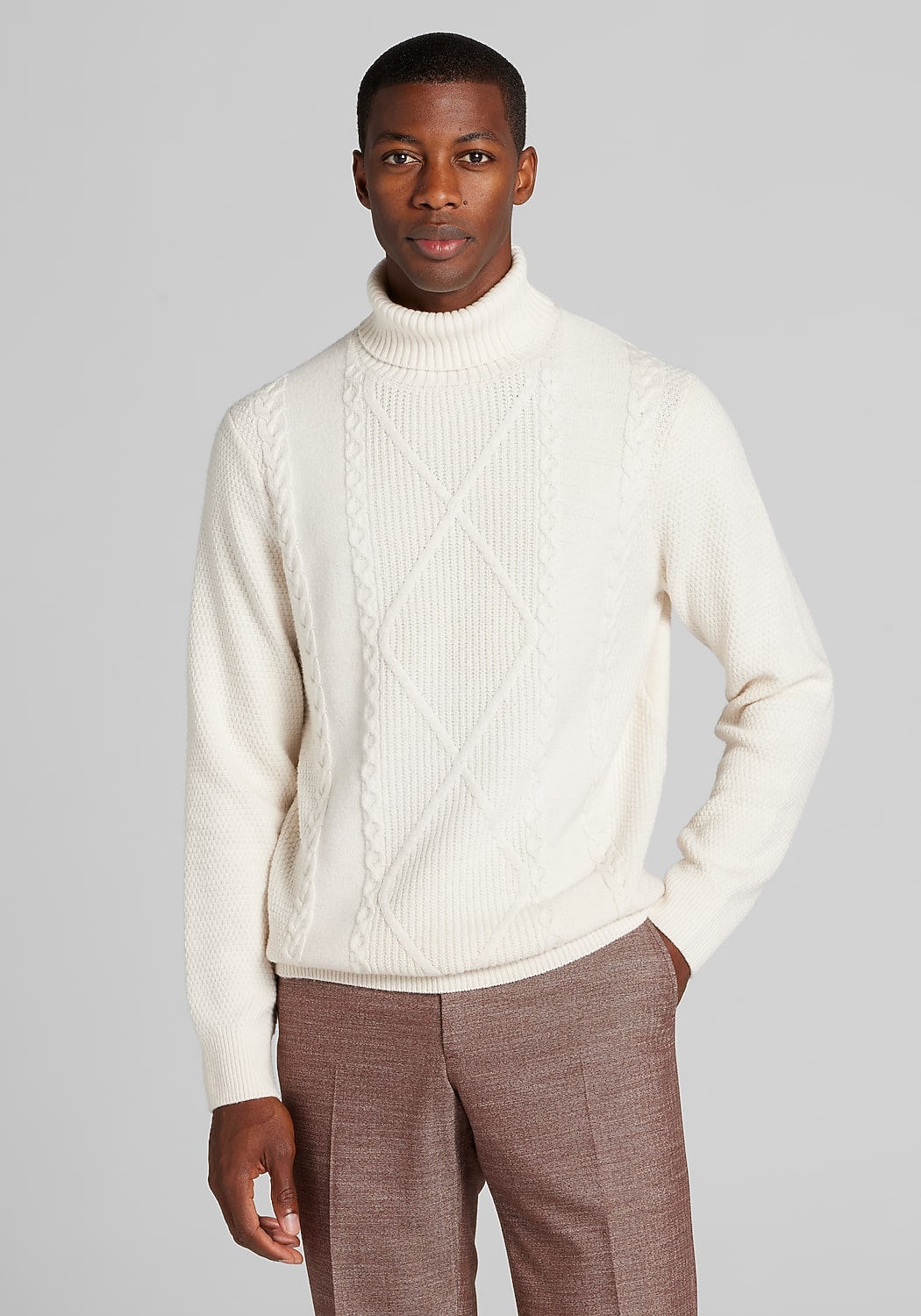 Jos. A. Bank Tailored Fit Cable Knit Turtleneck Sweater - Big & Tall