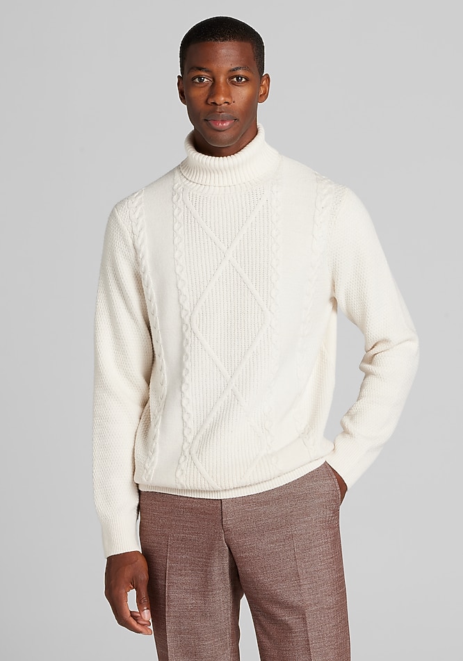 Jos. A. Bank Tailored Fit Cable Knit Turtleneck Sweater CLEARANCE