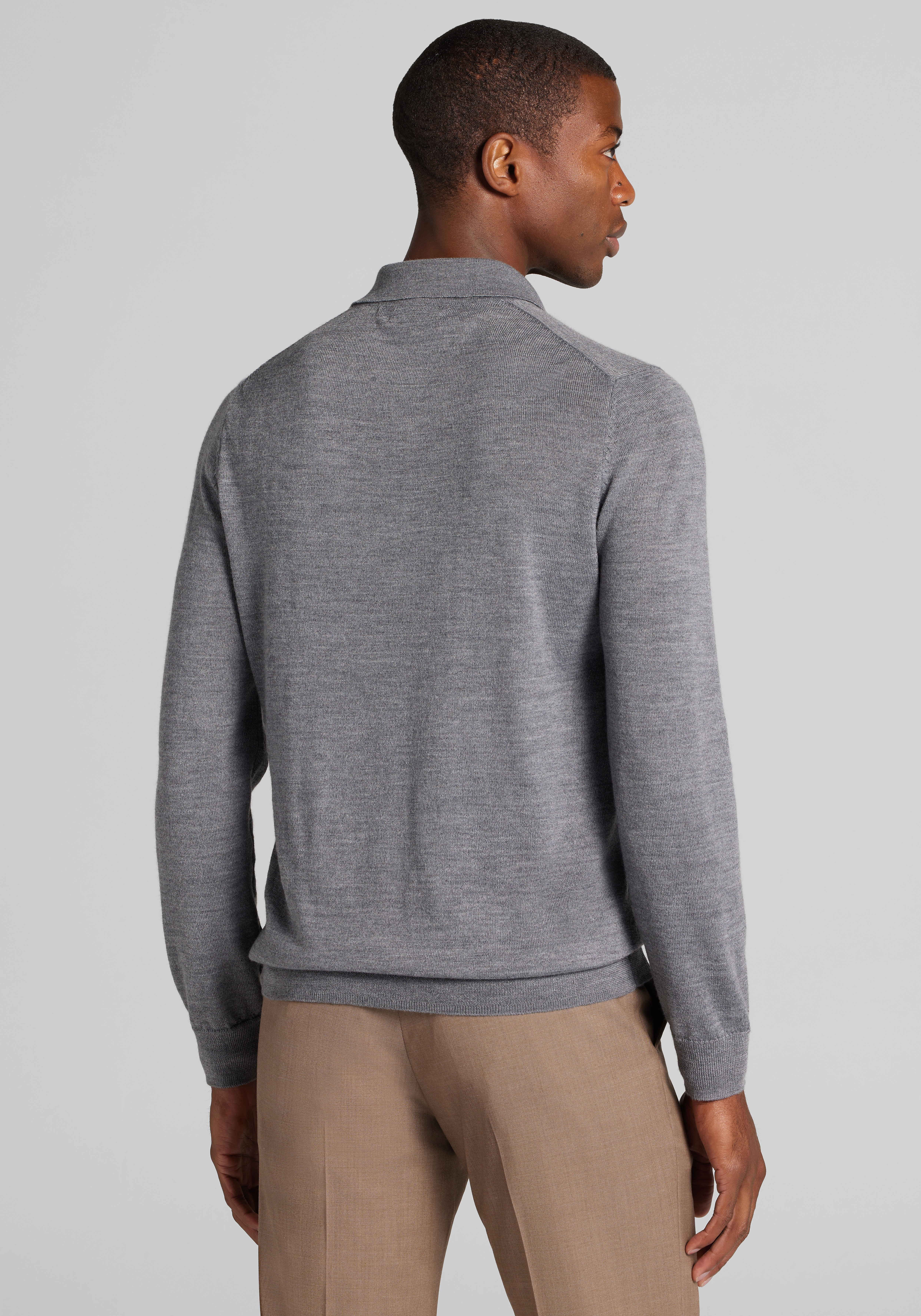 Traveler® Collection Tailored Fit Merino Wool Long-Sleeve Polo Sweater