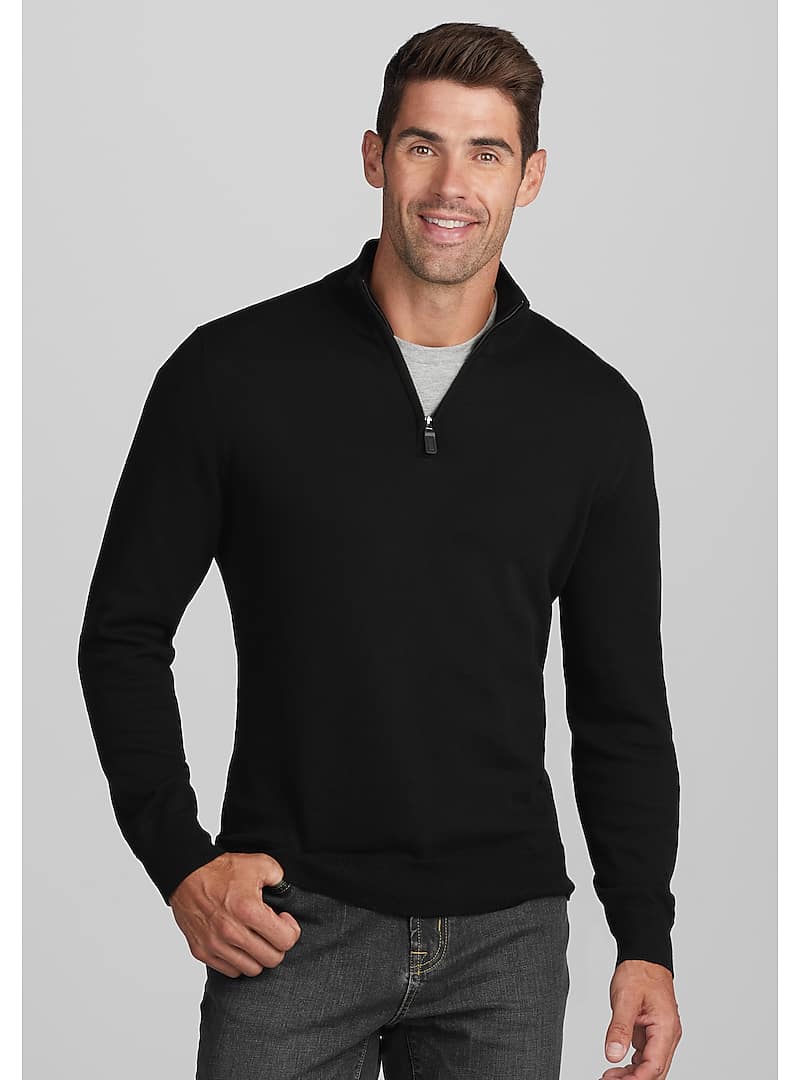 Jos. A. Bank Men's Traveler Collection Traditional Fit Quarter Zip Pima Cotton Sweater (various sizes in black)