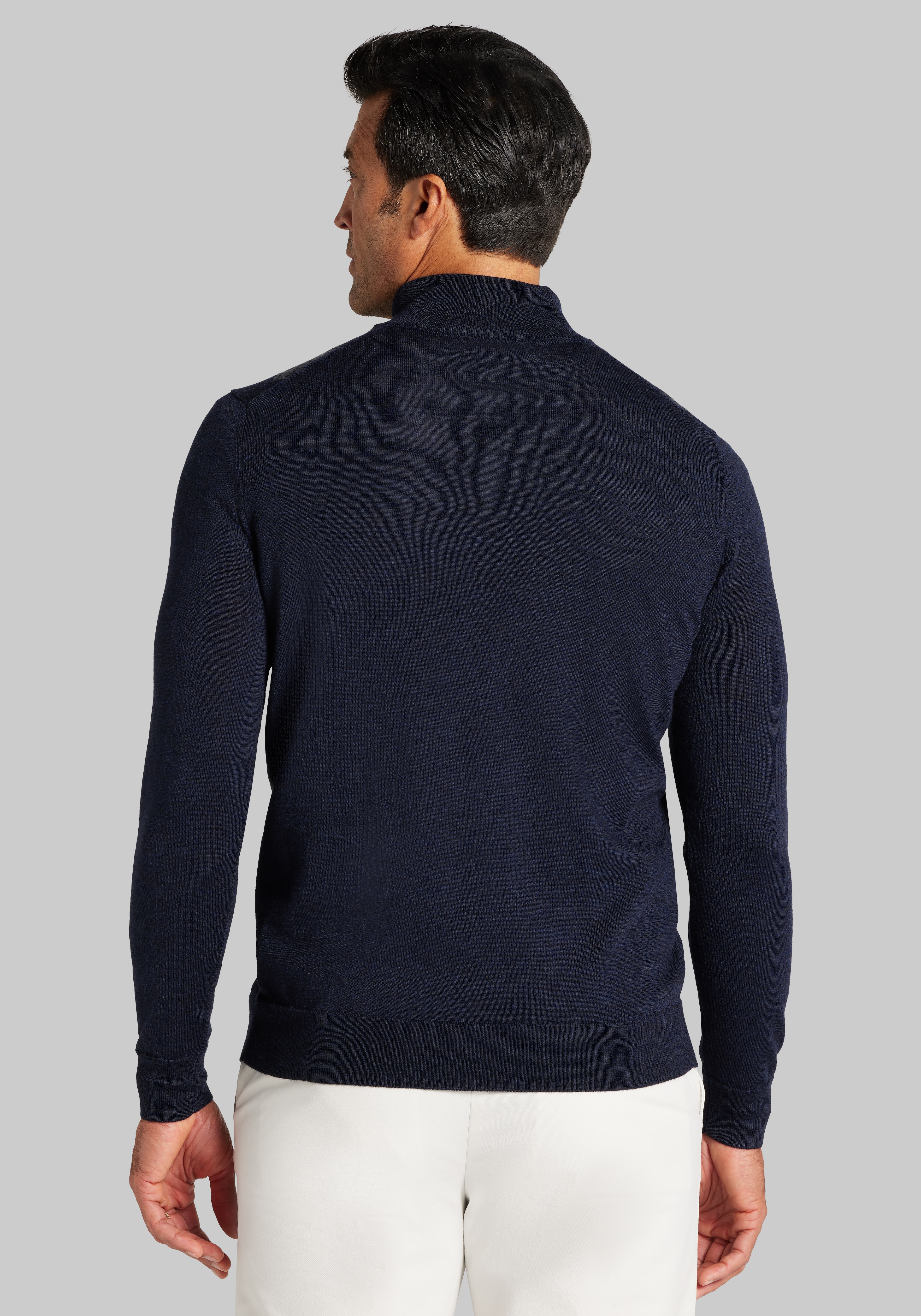 Traveler® Tailored Fit Argyle Quarter-Zip Merino Wool Blend Sweater