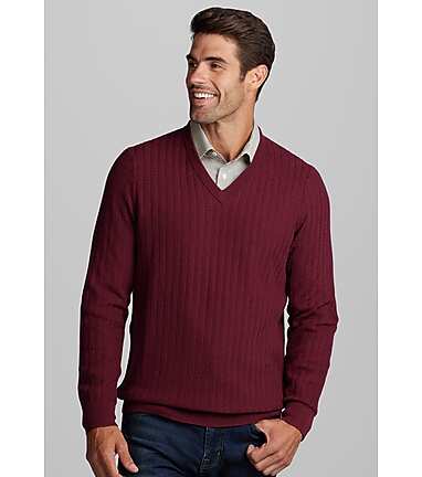 Reserve Collection Tailored Fit Cable Knit V-Neck Sweater CLEARANCE -  Reserve Sweaters | Jos A Bank