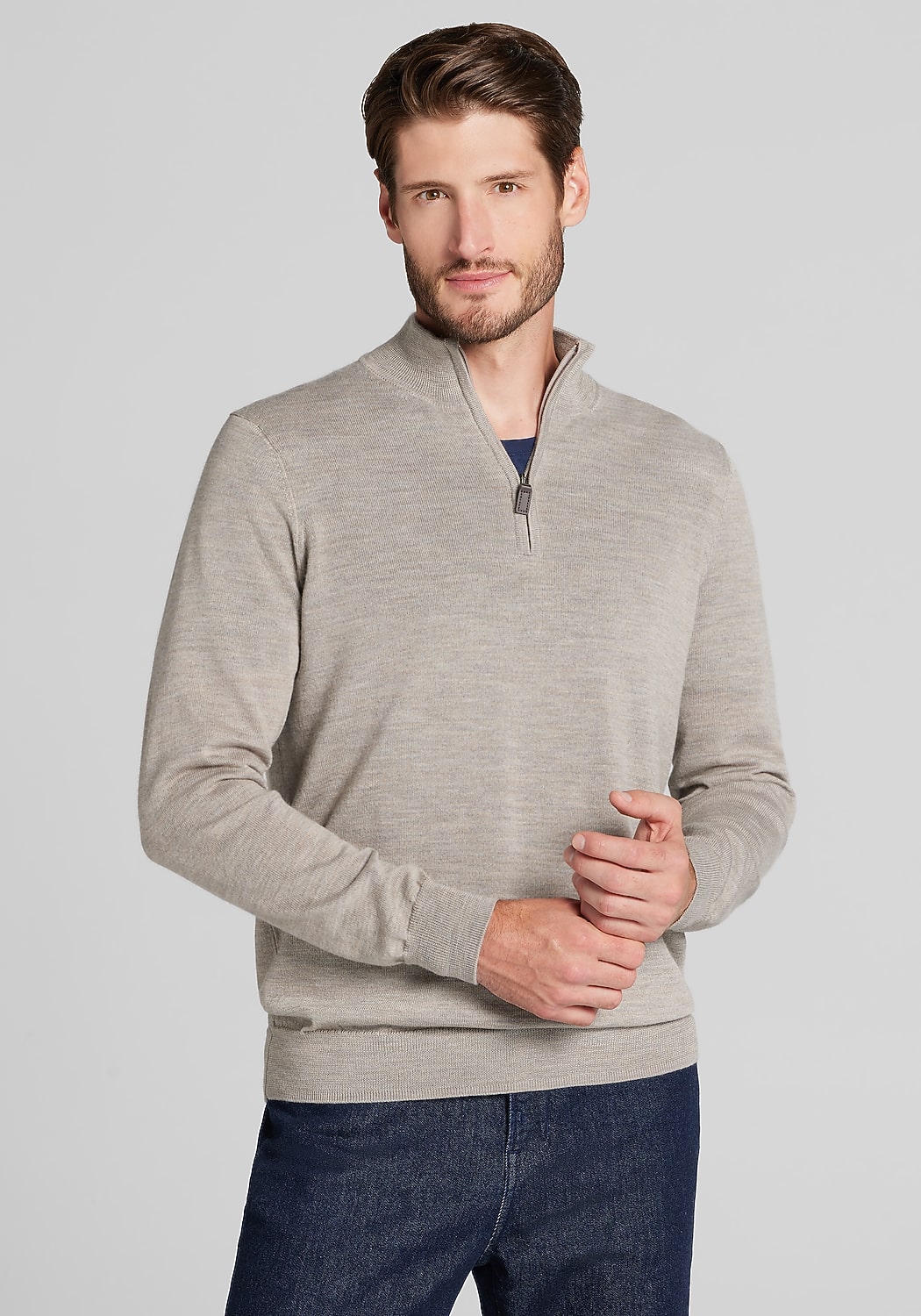 Traveler® Collection Tailored Fit Merino Wool Blend 1/4-Zip Sweater