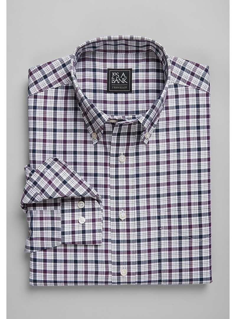 Traveler Collection Traditional Fit Button-Down Collar Check Sportshirt ...
