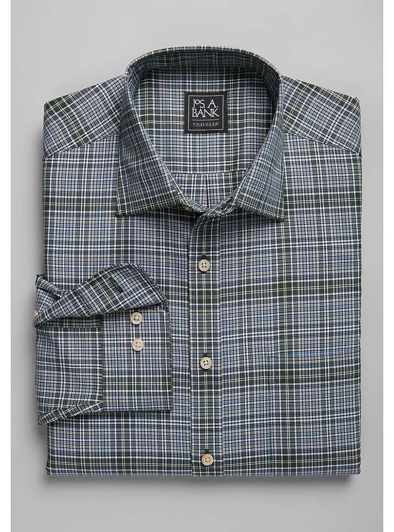 Traveler Collection Traditional Fit Spread Collar Plaid Sportshirt ...