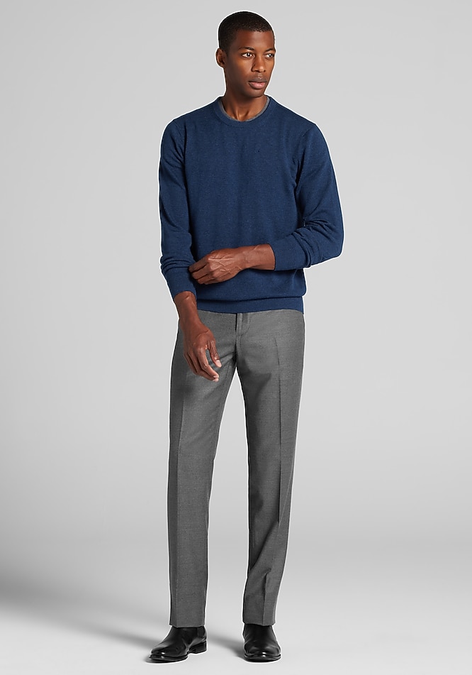 crew neck sweater and dress shirt 3 Easy Ways to Wear a Crew Neck Sweater