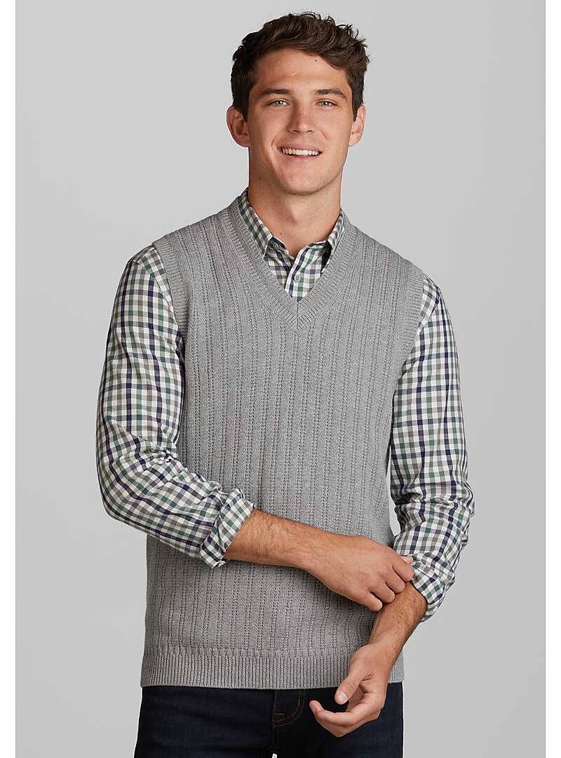 1905 Collection Tailored Fit V-Neck Ribbed Sweater Vest - 1905 Sweaters ...