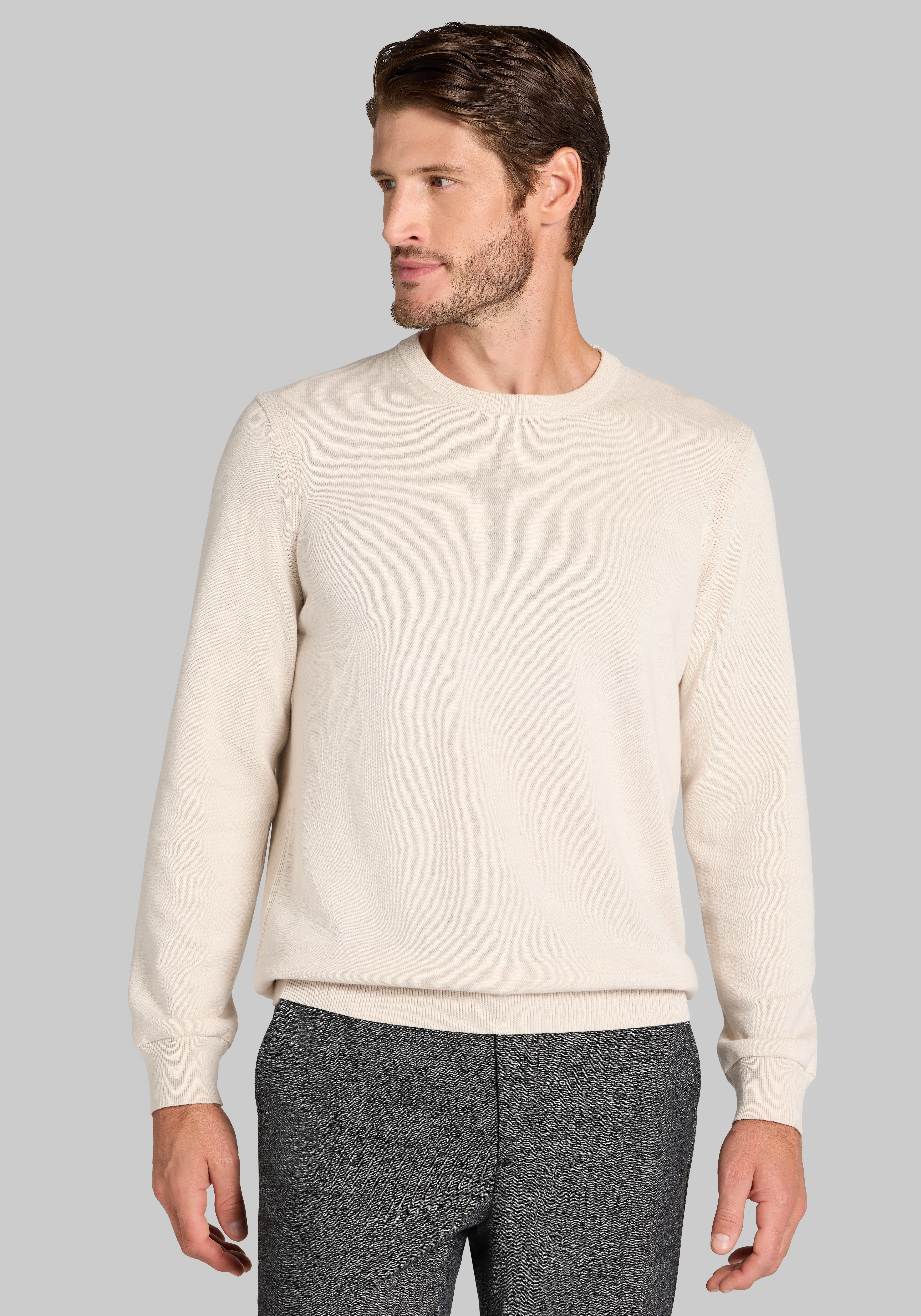 Men's Sweaters, Jos. A. Bank Tailored Fit Pima Cotton Crew Neck Sweater - Jos A Bank