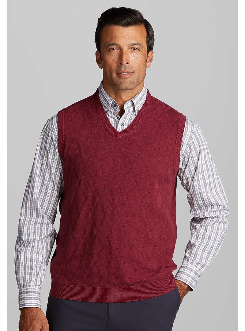 Traveler Collection Traditional Fit V-Neck Ribbed Sweater Vest - 1905 ...