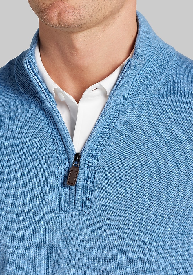 Jos. A. Bank Tailored Fit Pima Cotton 1/4 Zip Sweater - Jos. A