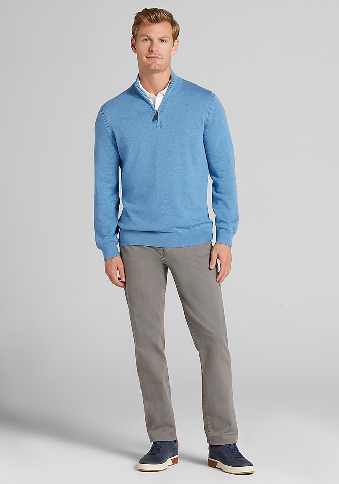 Jos. A. Bank Tailored Fit Pima Cotton 1/4 Zip Sweater - Jos. A
