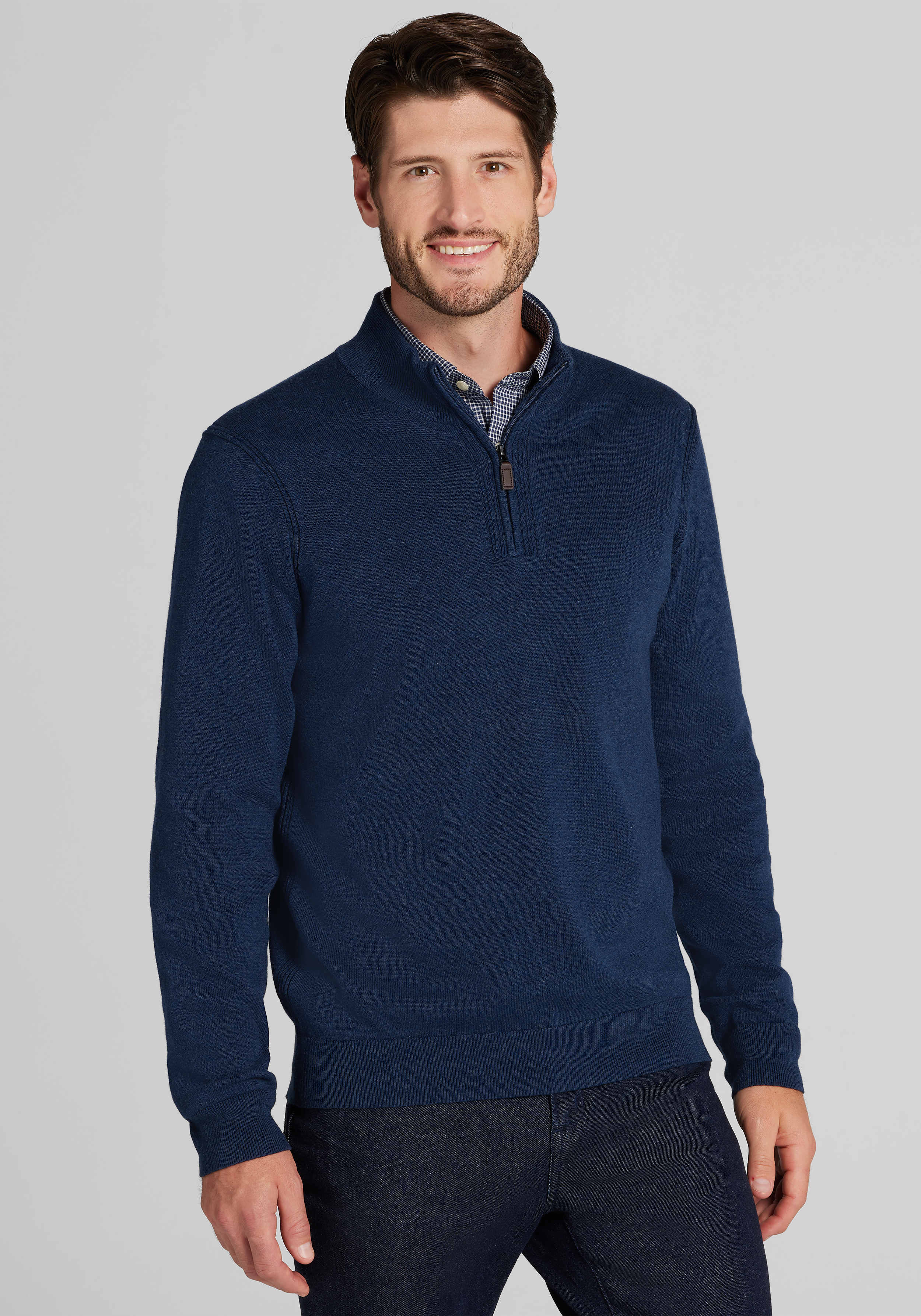 Men's Sweaters, Jos. A. Bank Tailored Fit Pima Cotton 1/4-Zip Sweater - Jos A Bank