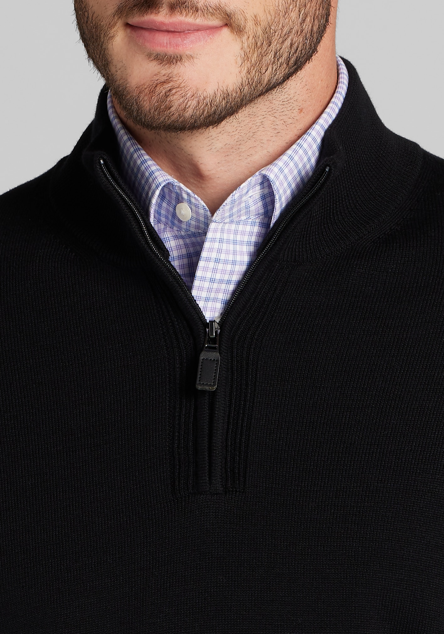 Jos. A. Bank Tailored Fit Pima Cotton Quarter Zip Sweater