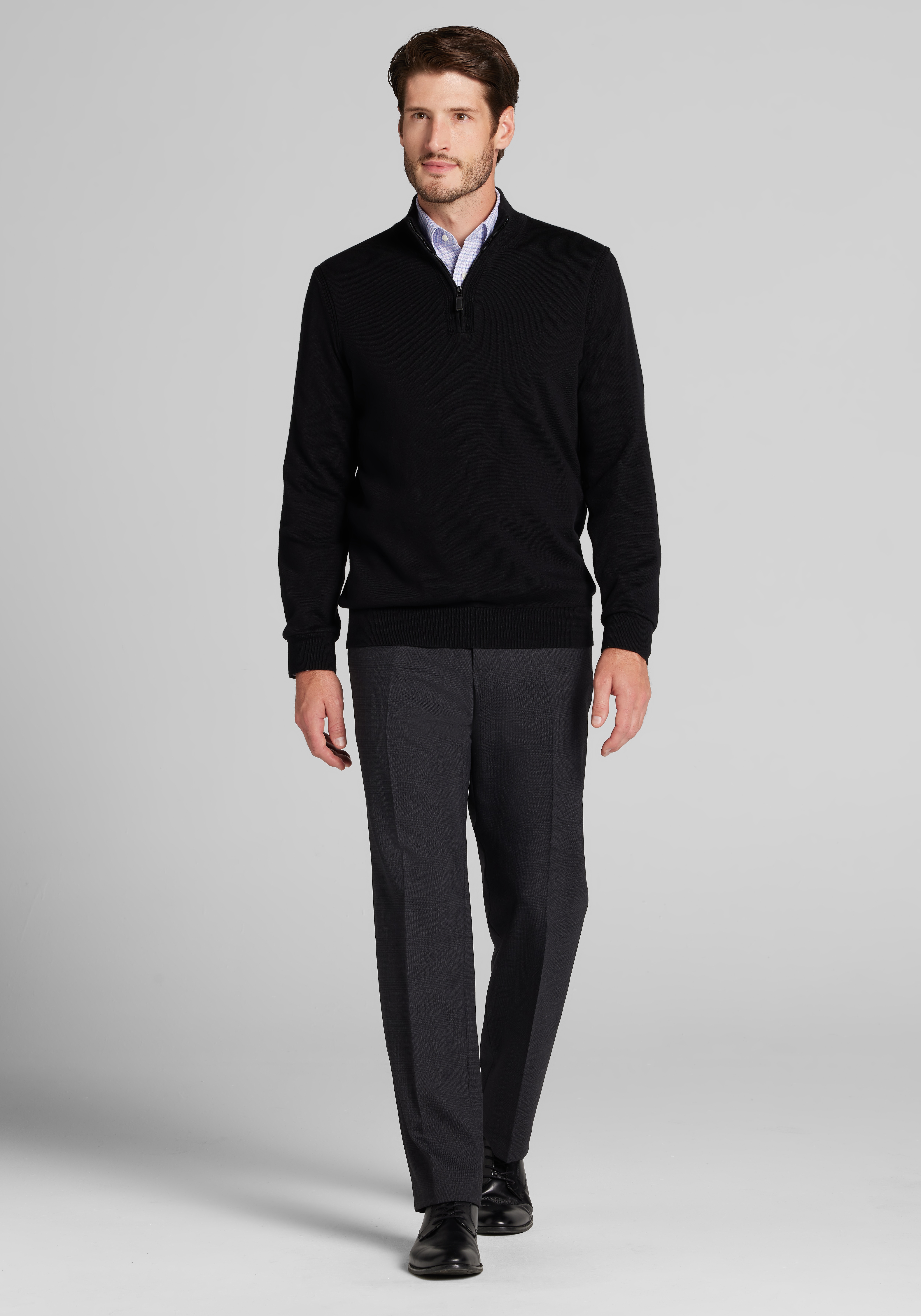 Jos. A. Bank Tailored Fit Pima Cotton Quarter Zip Sweater
