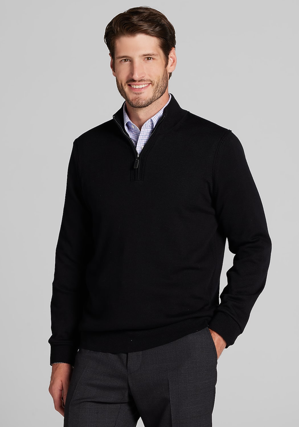 Jos. A. Bank Tailored Fit Pima Cotton Quarter Zip Sweater
