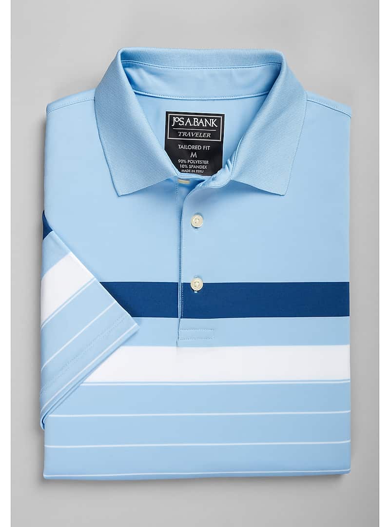 Traveler Collection Tailored Fit Engineered Stripe Polo Shirt - Big ...