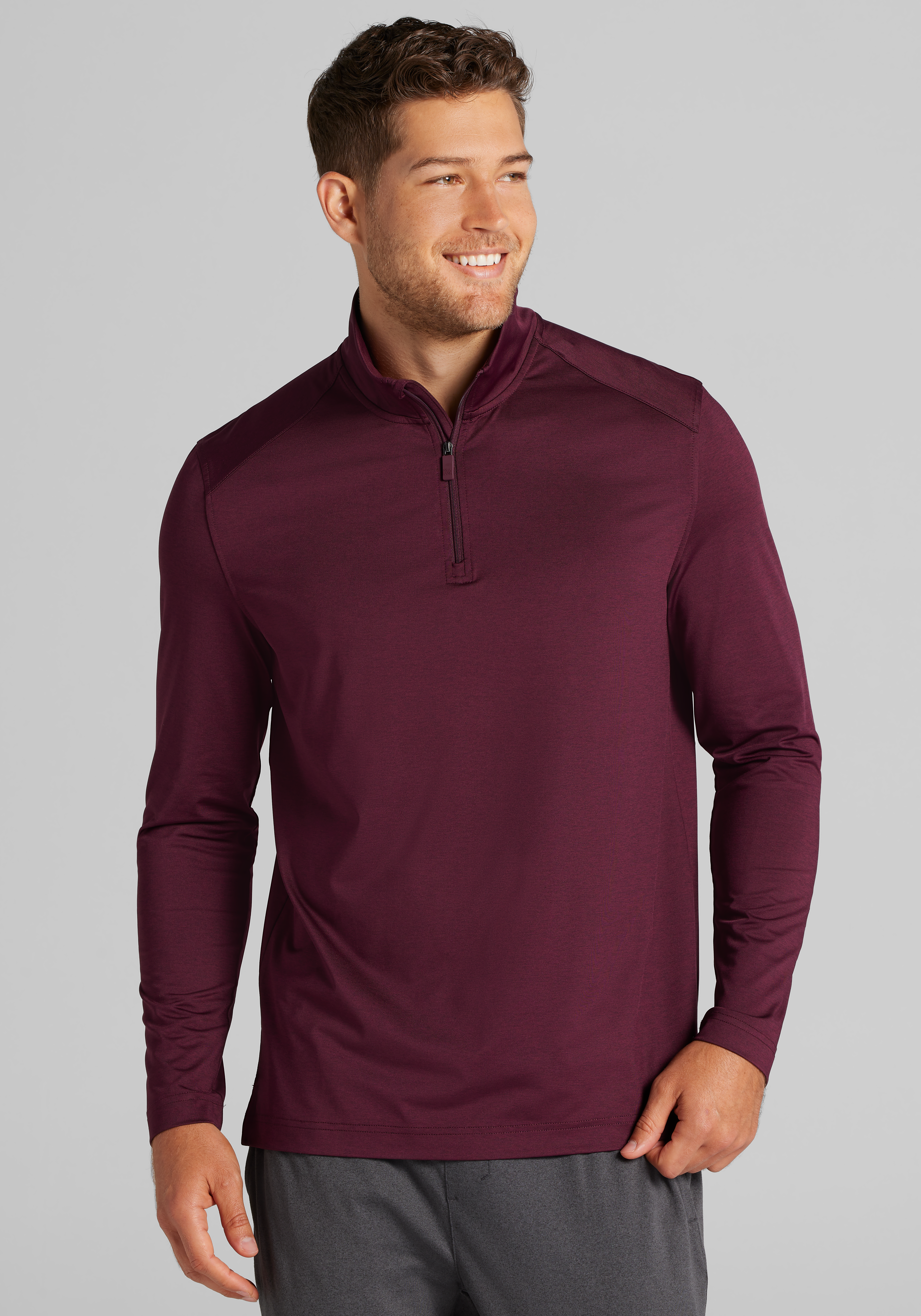 Men's Sweaters, Traveler Collection Tailored Fit Performance Space-Dyed 1/4 Zip Pullover - Jos A Bank