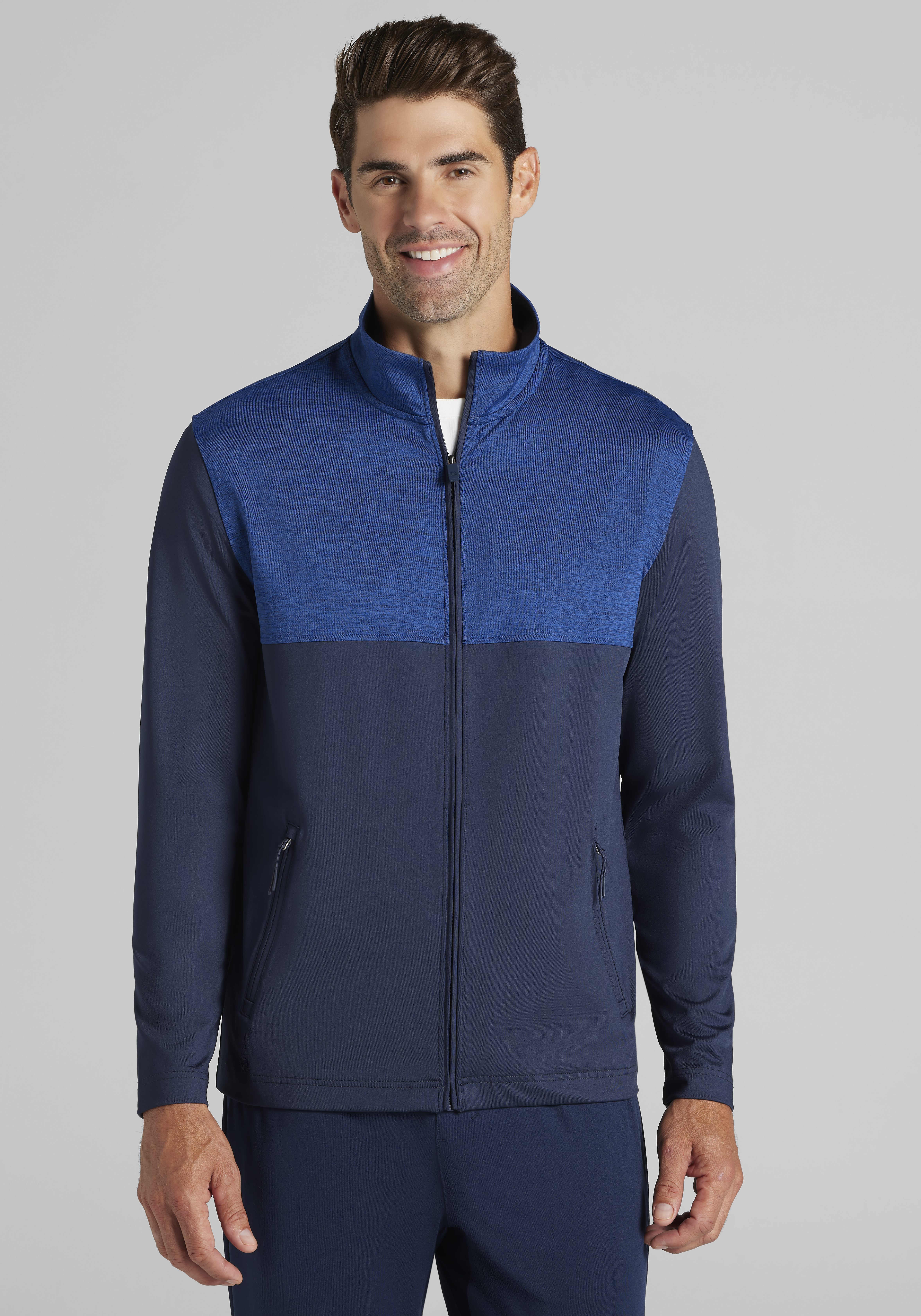 Men's Casual Tops, Traveler&reg; Collection Tailored Fit Colorblock Performance Tech Jacket - Jos A Bank