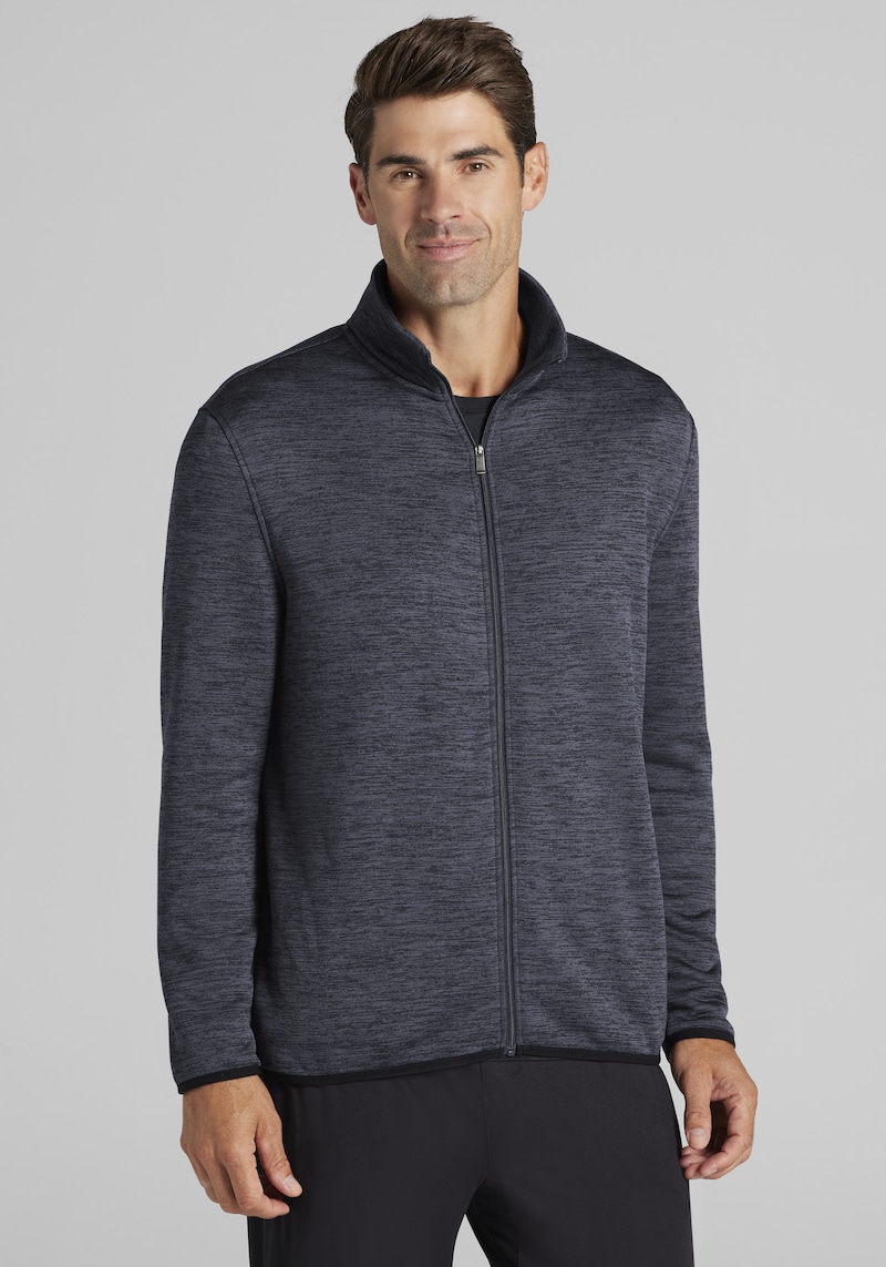 Men's Big & Tall Traveler COOLMOTION Tailored Fit Heathered Fleece Full Zip Jacket at Jos. A. Bank, Grey/Iron Gate, Size 2 X Tall