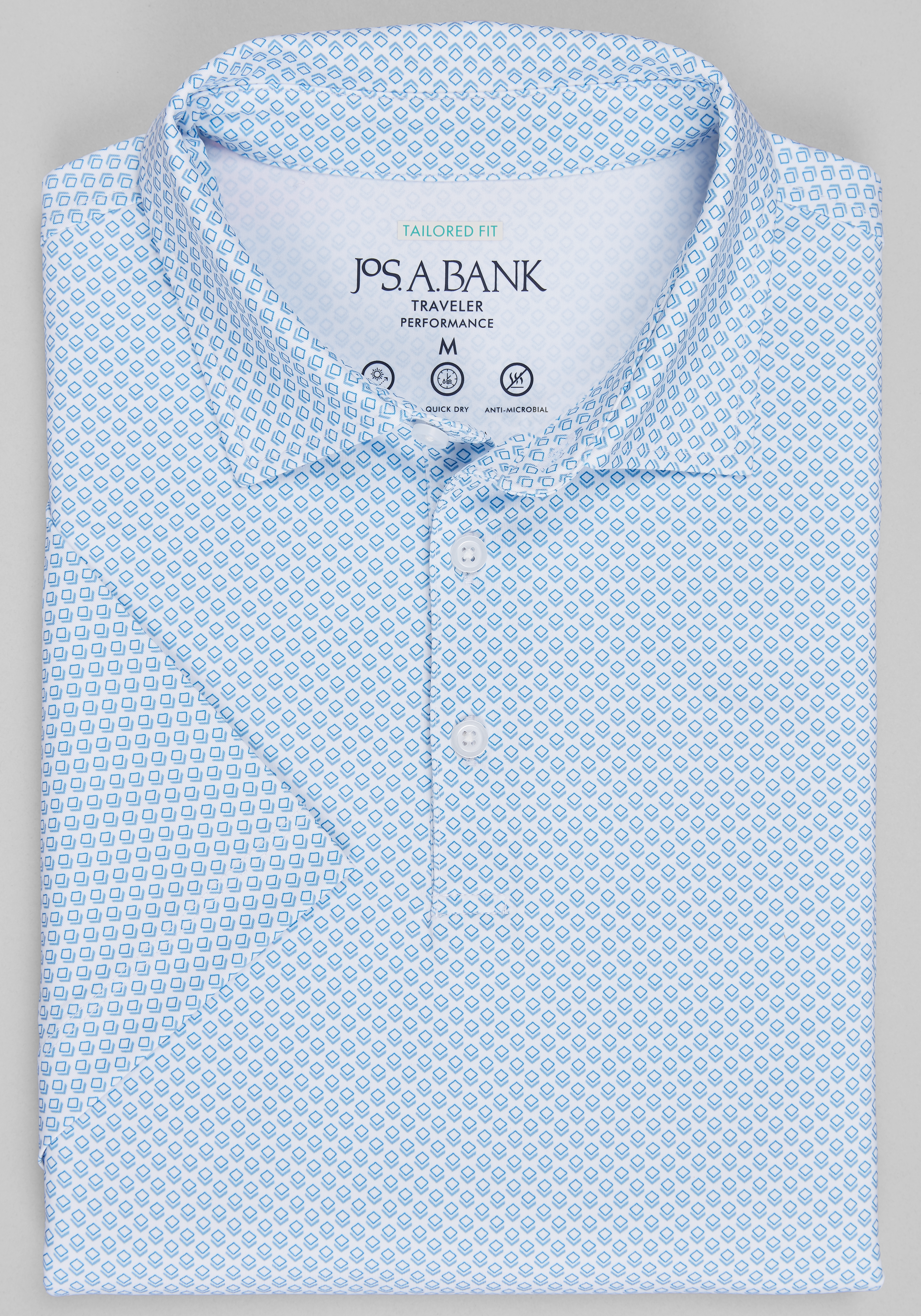 Men's Casual Tops, Traveler&reg; Collection Tailored Fit Square Performance Polo - Jos A Bank