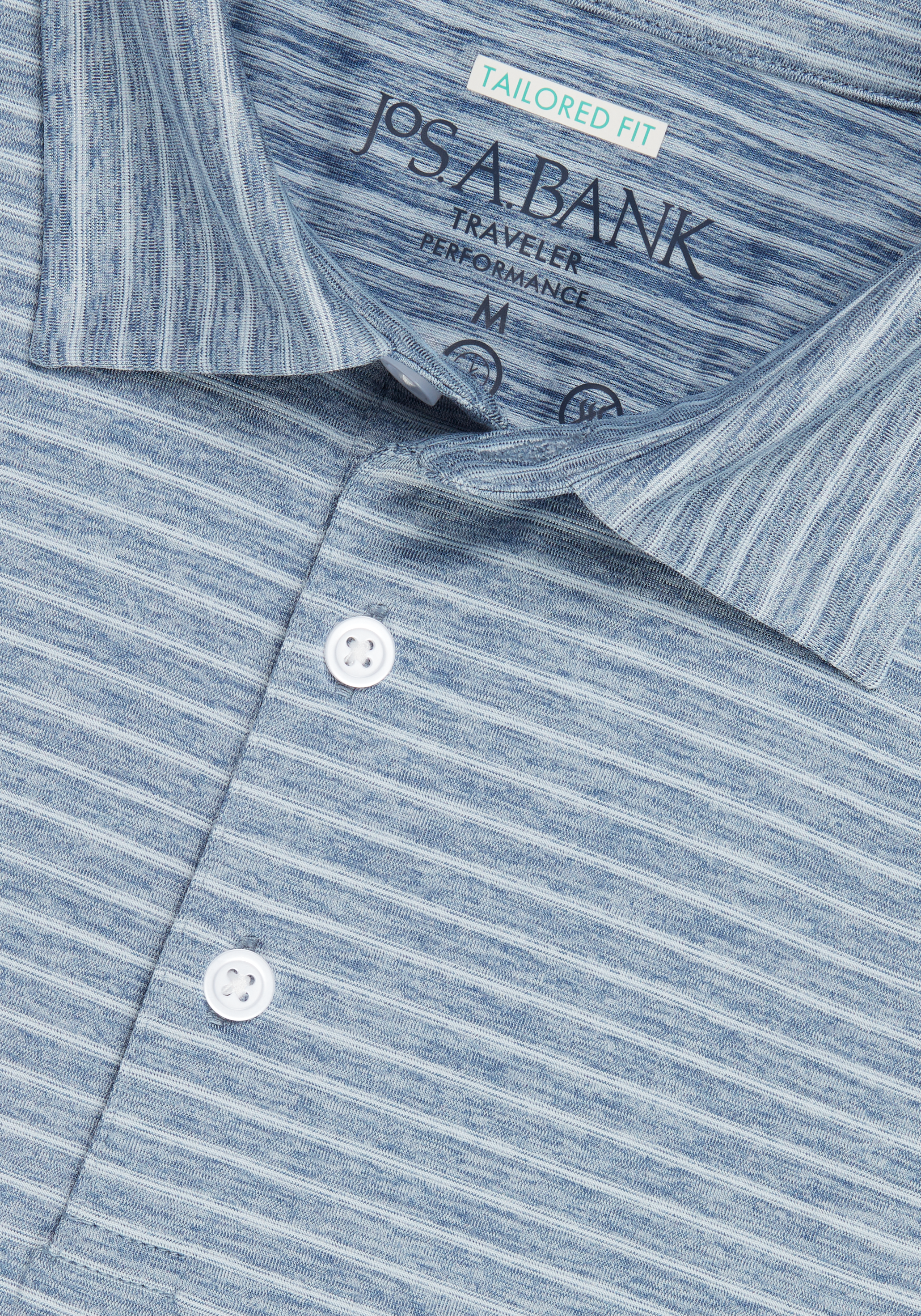 Traveler® Collection Tailored Fit Performance Striped Long Sleeve Polo CLEARANCE