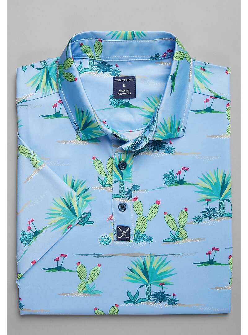 Con.Struct Tailored Fit Cactus Print Golf Polo CLEARANCE - All ...