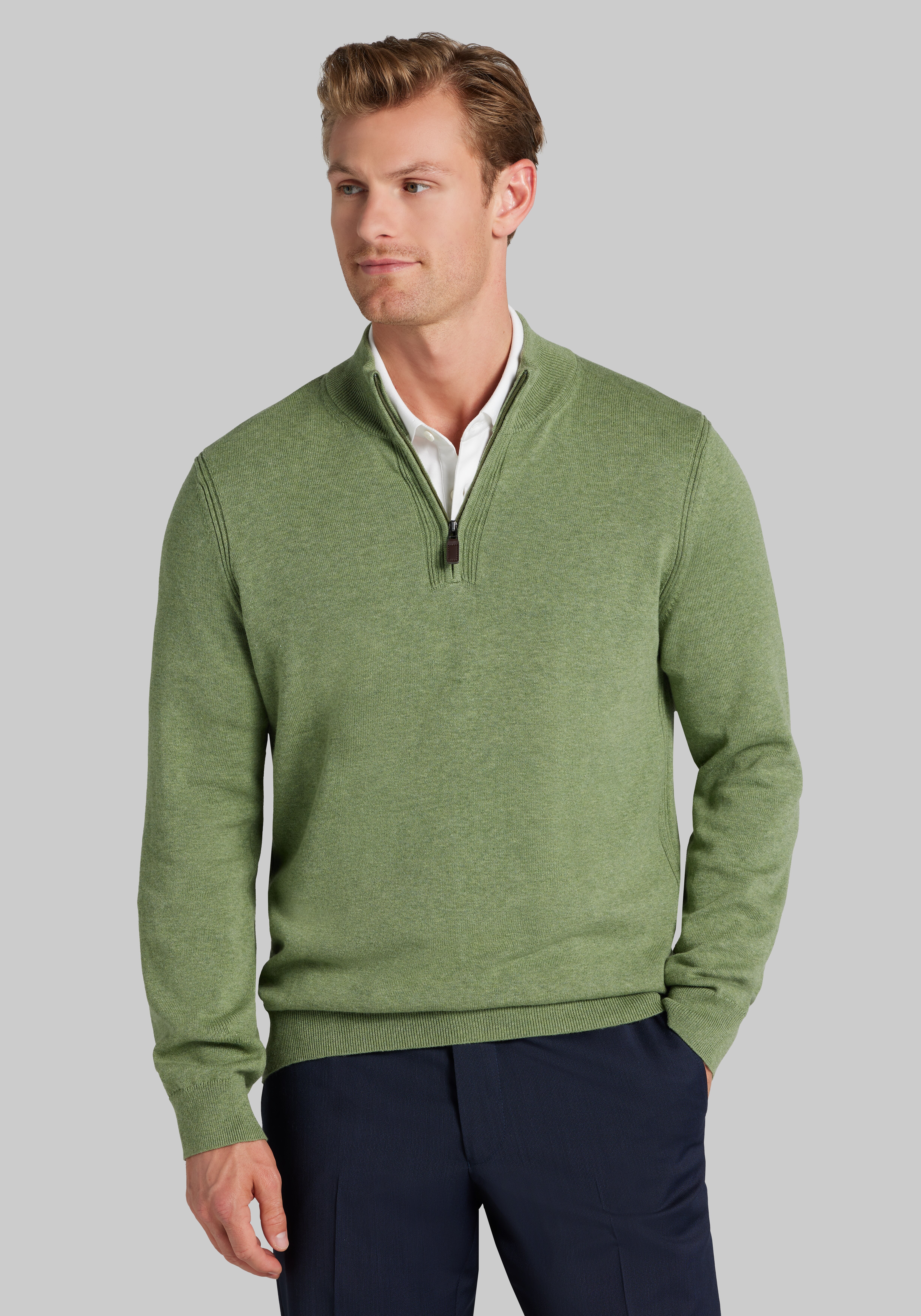 Men's Sweaters, Jos. A. Bank Tailored Fit Pima Cotton 1/4 Zip Sweater - Jos A Bank