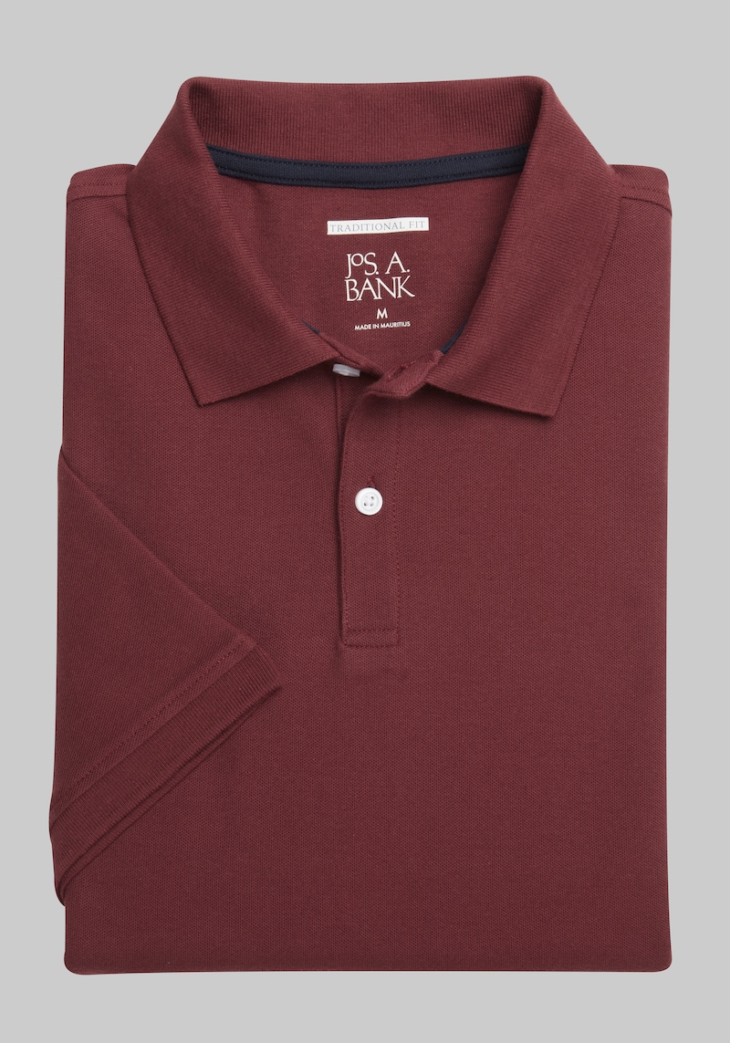 JoS. A. Bank Big & Tall Men's Traditional Fit Solid Pique Polo , Tawny Port, 3 X Tall