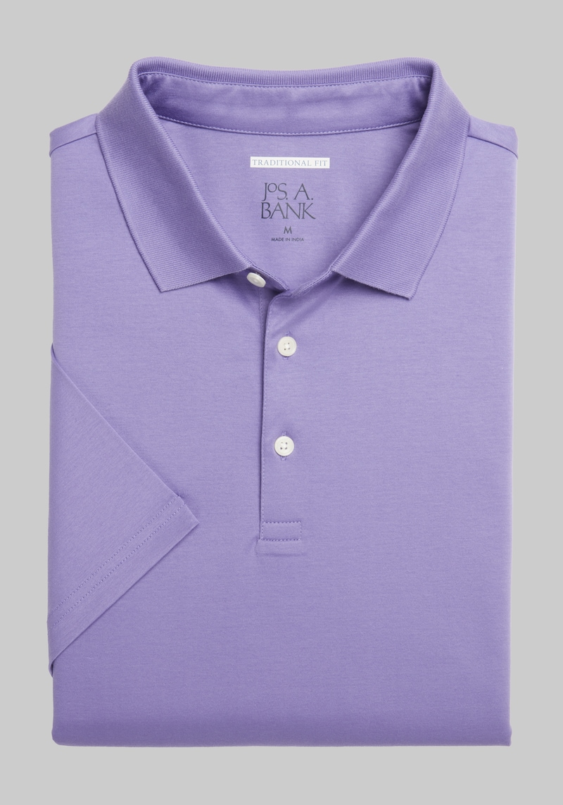 JoS. A. Bank Men's Comfort Stretch Traditional Fit Interlock Polo, Dahlia Purple, XLARGE TALL