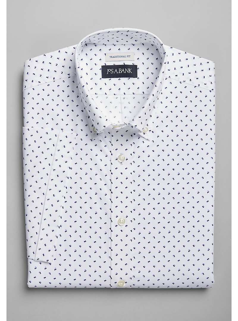 Jos. A. Bank Traditional Fit ButtonDown Collar Micro Floral Short Sleeve Sportshirt Jos. A