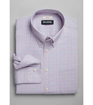 Jos. A. Bank Slim Fit Button Down Collar Summer Check Sportshirt