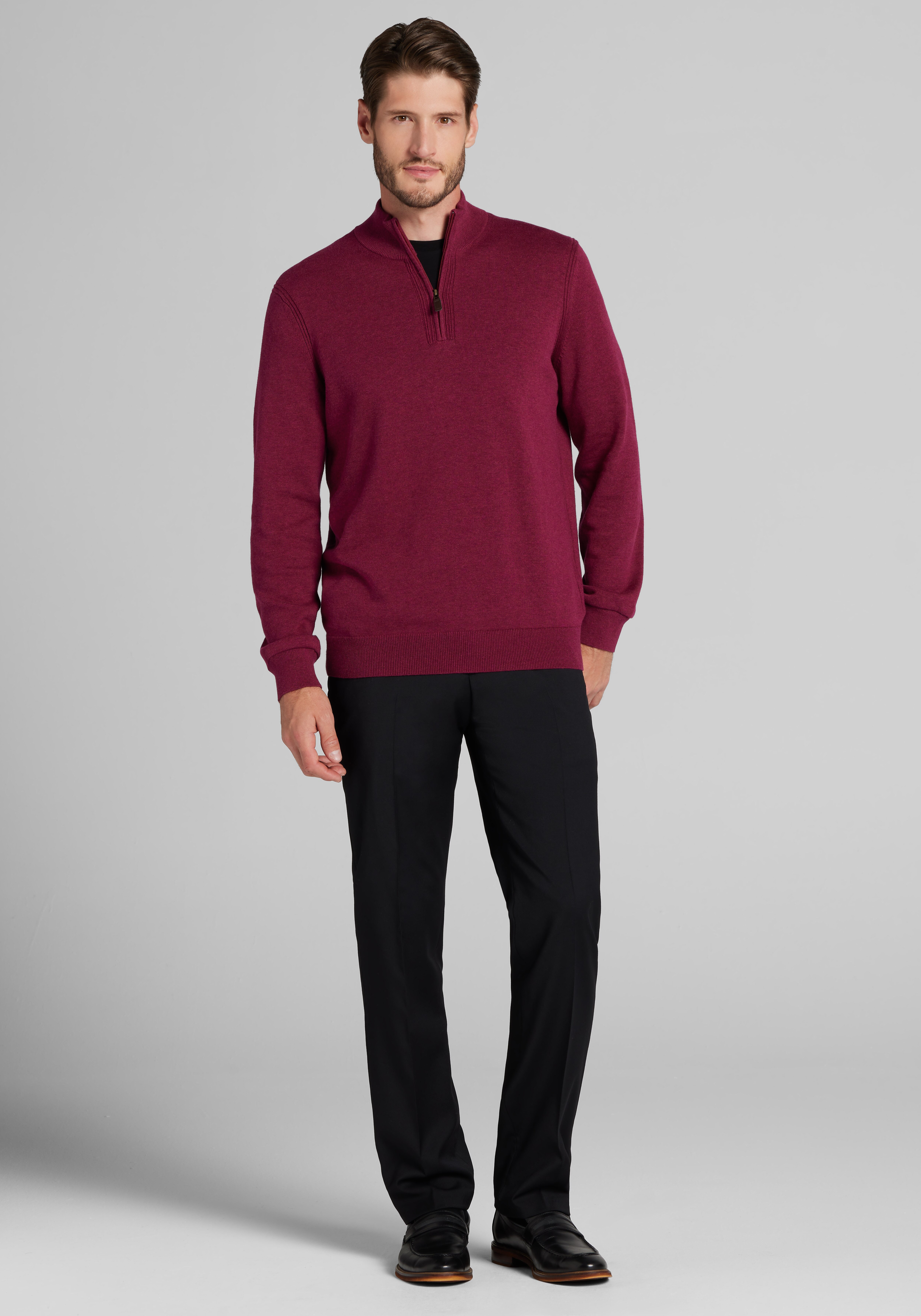 Jos. A. Bank Tailored Fit 1/4 Zip Pima Cotton Sweater
