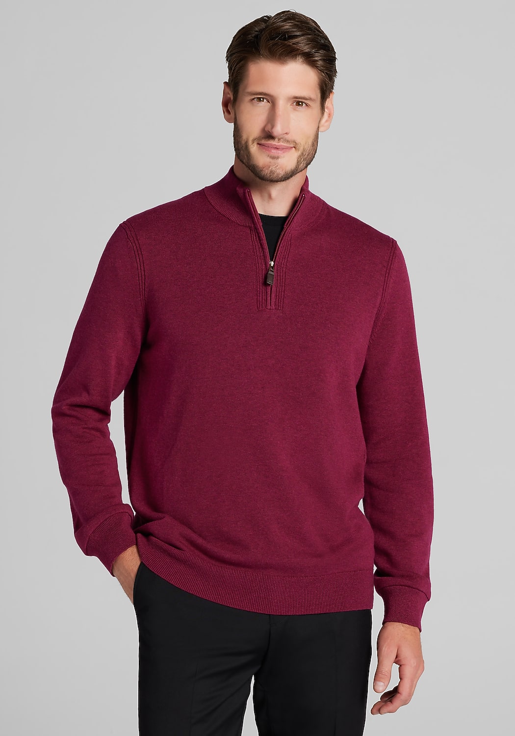 Jos. A. Bank Tailored Fit 1/4 Zip Pima Cotton Sweater